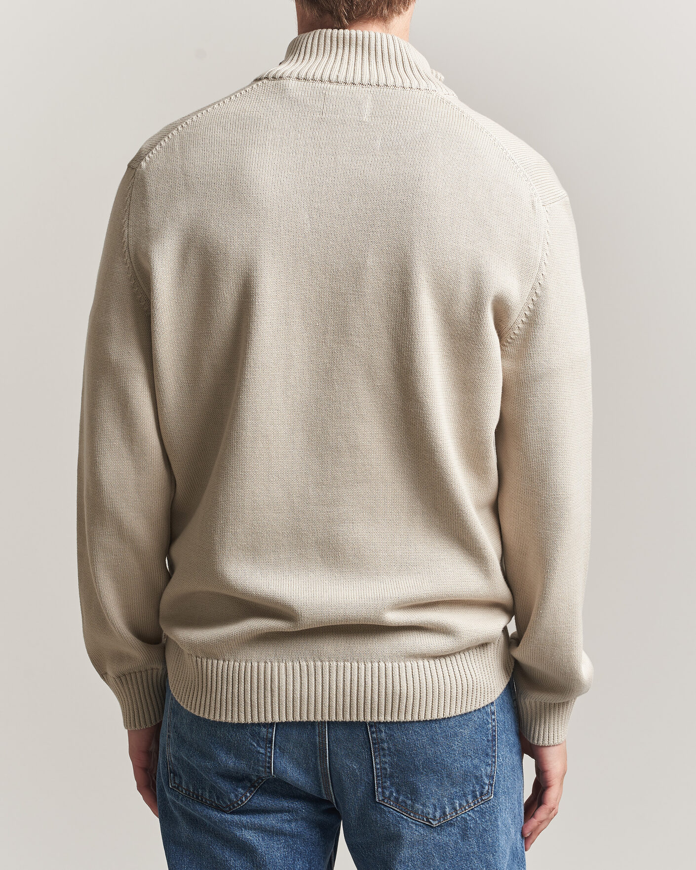 Mies | Puserot | Gant | Casual Cotton Knitted Half Zip Clay Beige