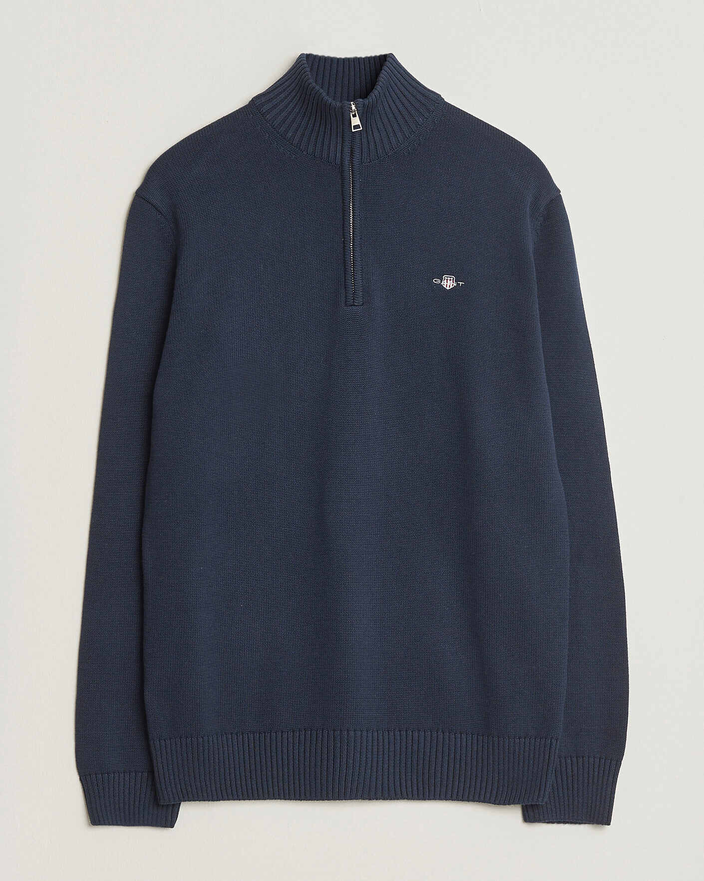 Mies | Puserot | Gant | Casual Cotton Knitted Half Zip Evening Blue