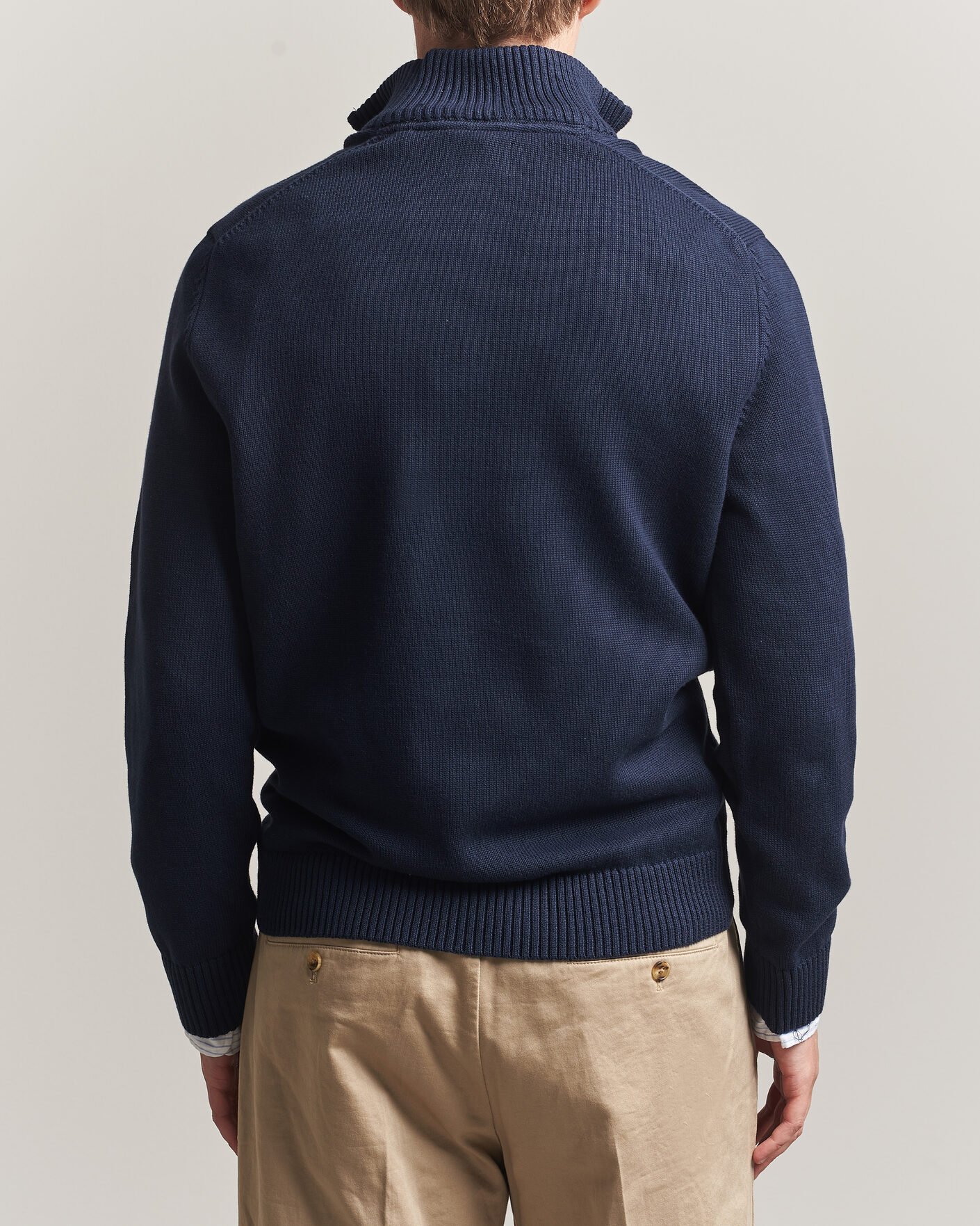 Mies | Puserot | Gant | Casual Cotton Knitted Half Zip Evening Blue