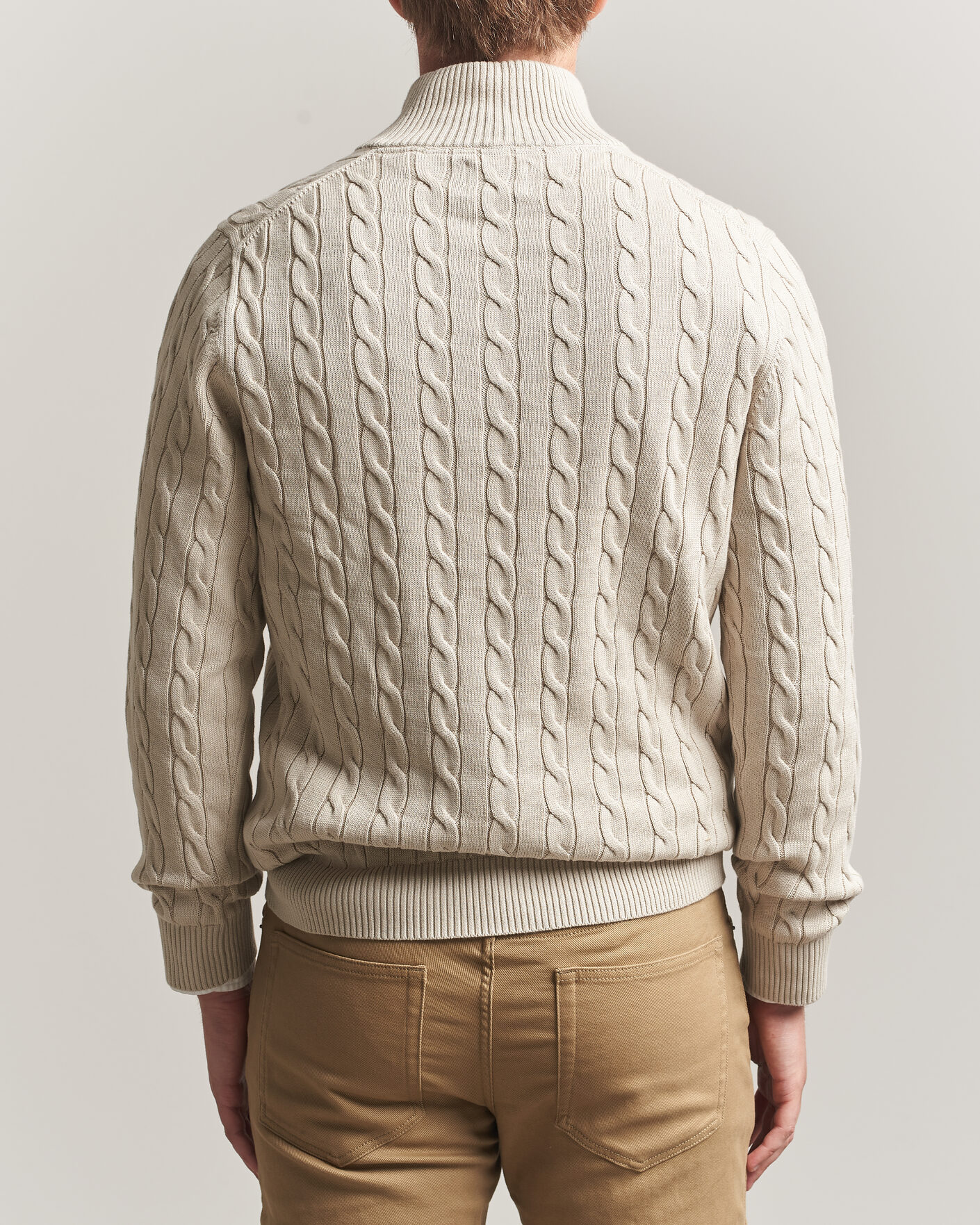 Mies | Puserot | Gant | Cotton Cable Half Zip Clay Beige
