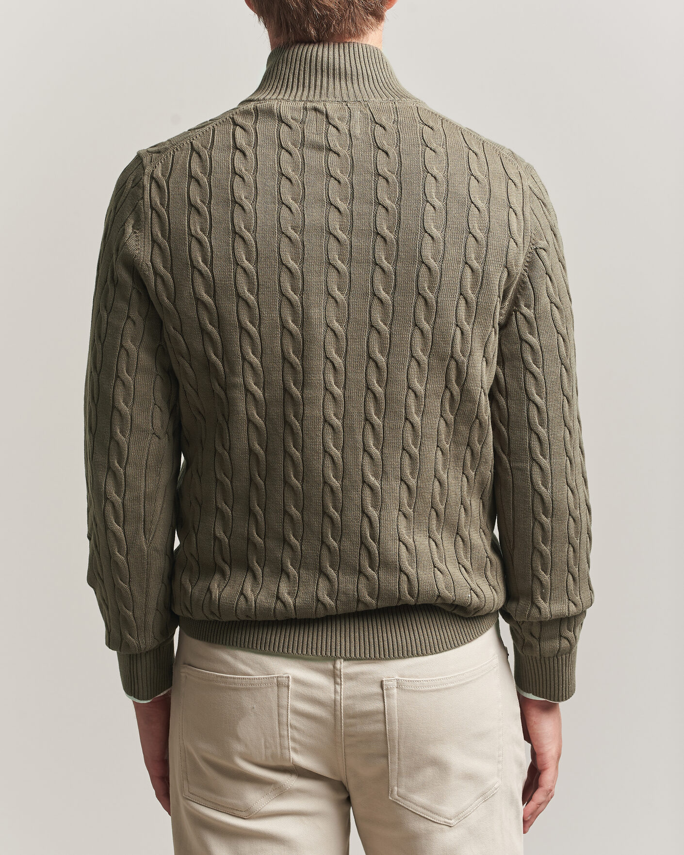 Mies | Puserot | Gant | Cotton Cable Half Zip Faded Taupe