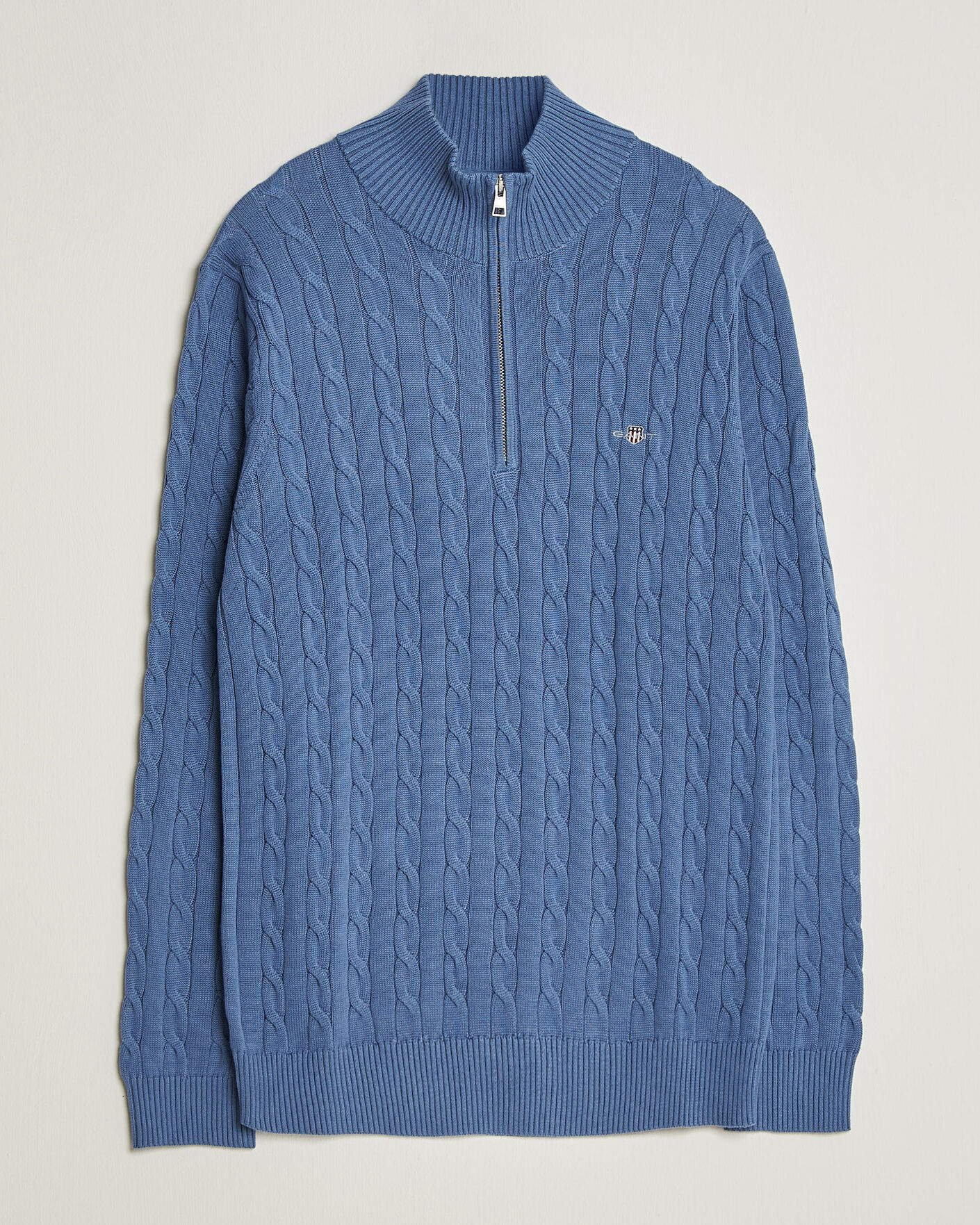 Mies | Puserot | Gant | Cotton Cable Half Zip Blue Horizon