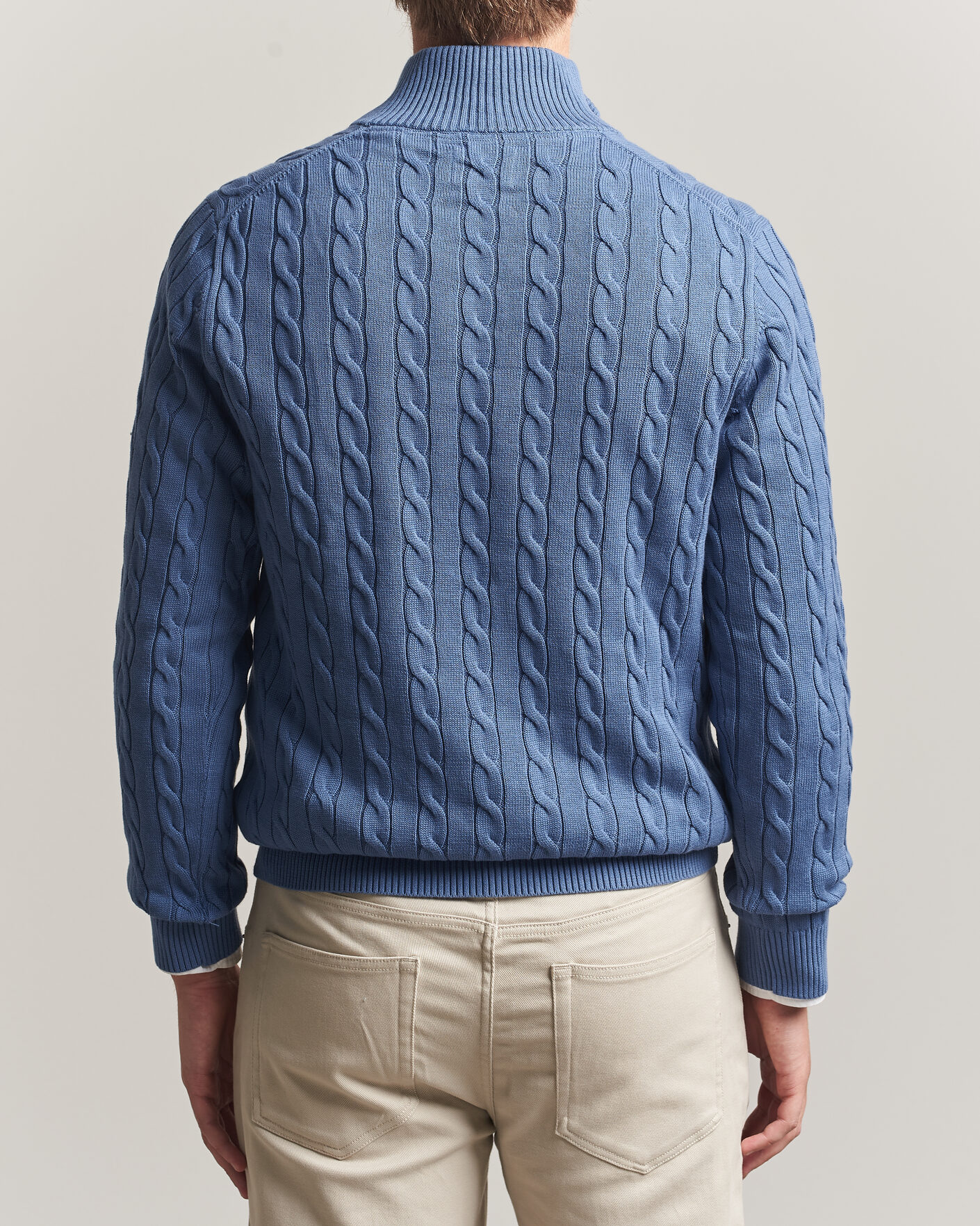 Mies | Puserot | Gant | Cotton Cable Half Zip Blue Horizon