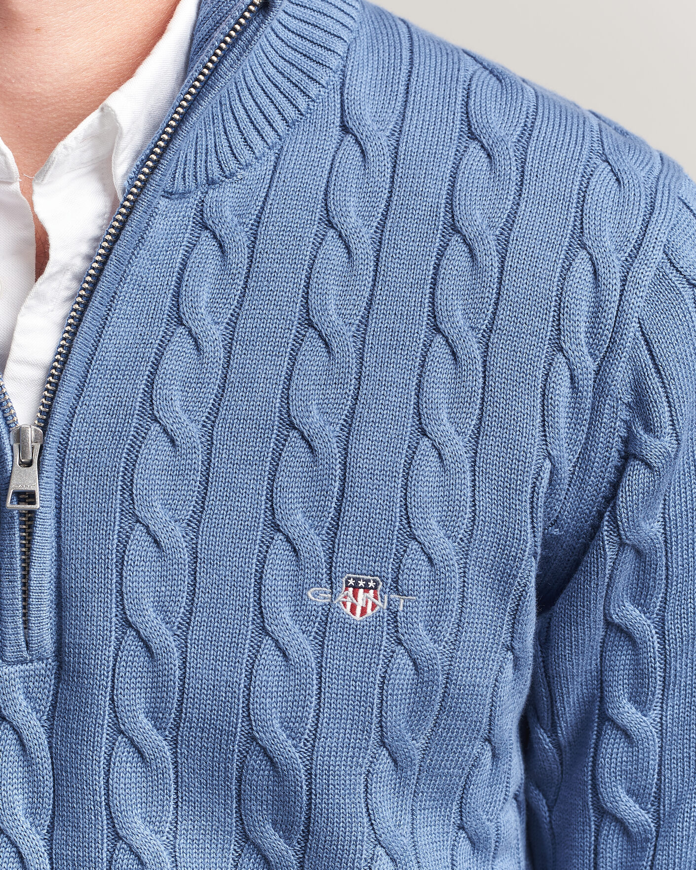 Mies | Puserot | Gant | Cotton Cable Half Zip Blue Horizon