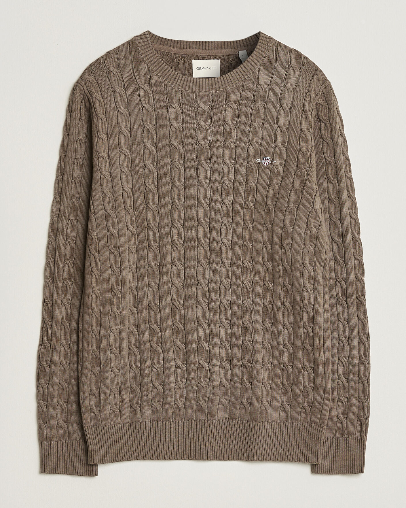 Mies | Puserot | Gant | Cotton Cable Crew Neck Faded Taupe