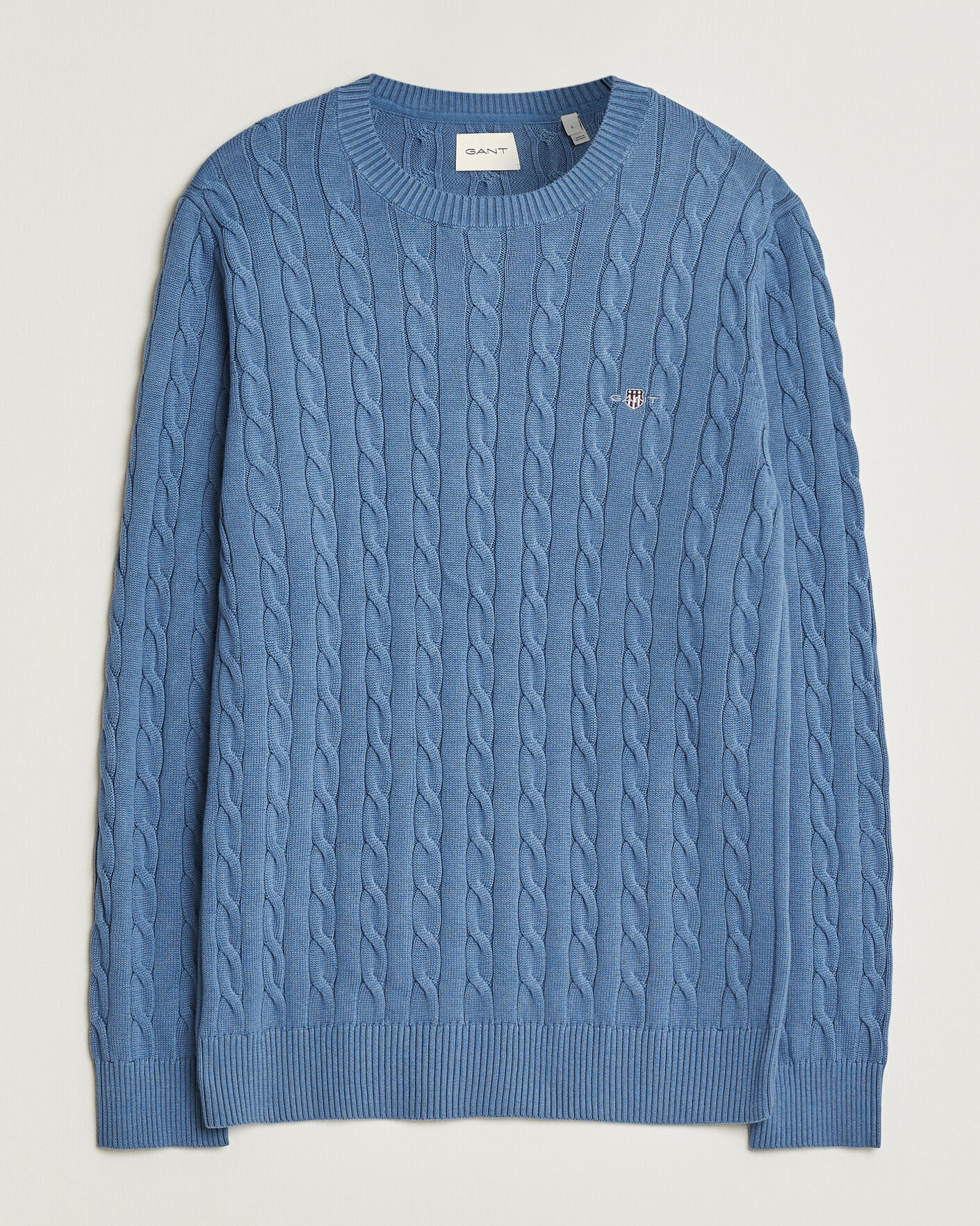 Mies | Puserot | Gant | Cotton Cable Crew Neck Blue Horizon