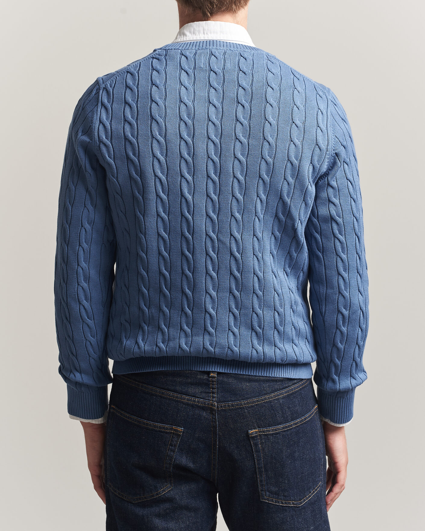 Mies | Puserot | Gant | Cotton Cable Crew Neck Blue Horizon