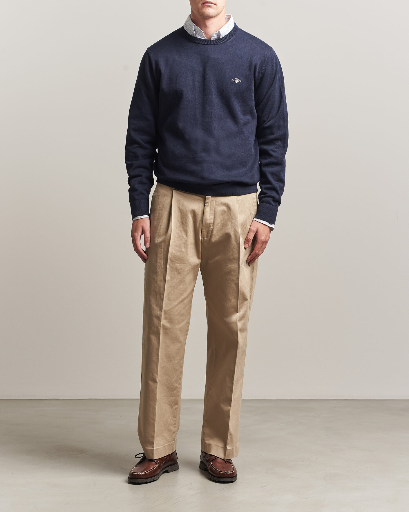 Mies | Puserot | Gant | Classic Cotton Crew Neck Evening Blue
