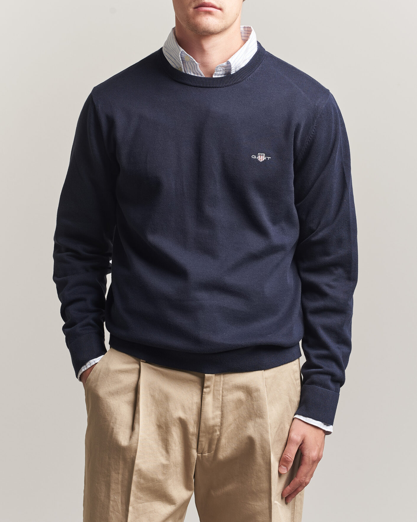 Mies | Puserot | Gant | Classic Cotton Crew Neck Evening Blue