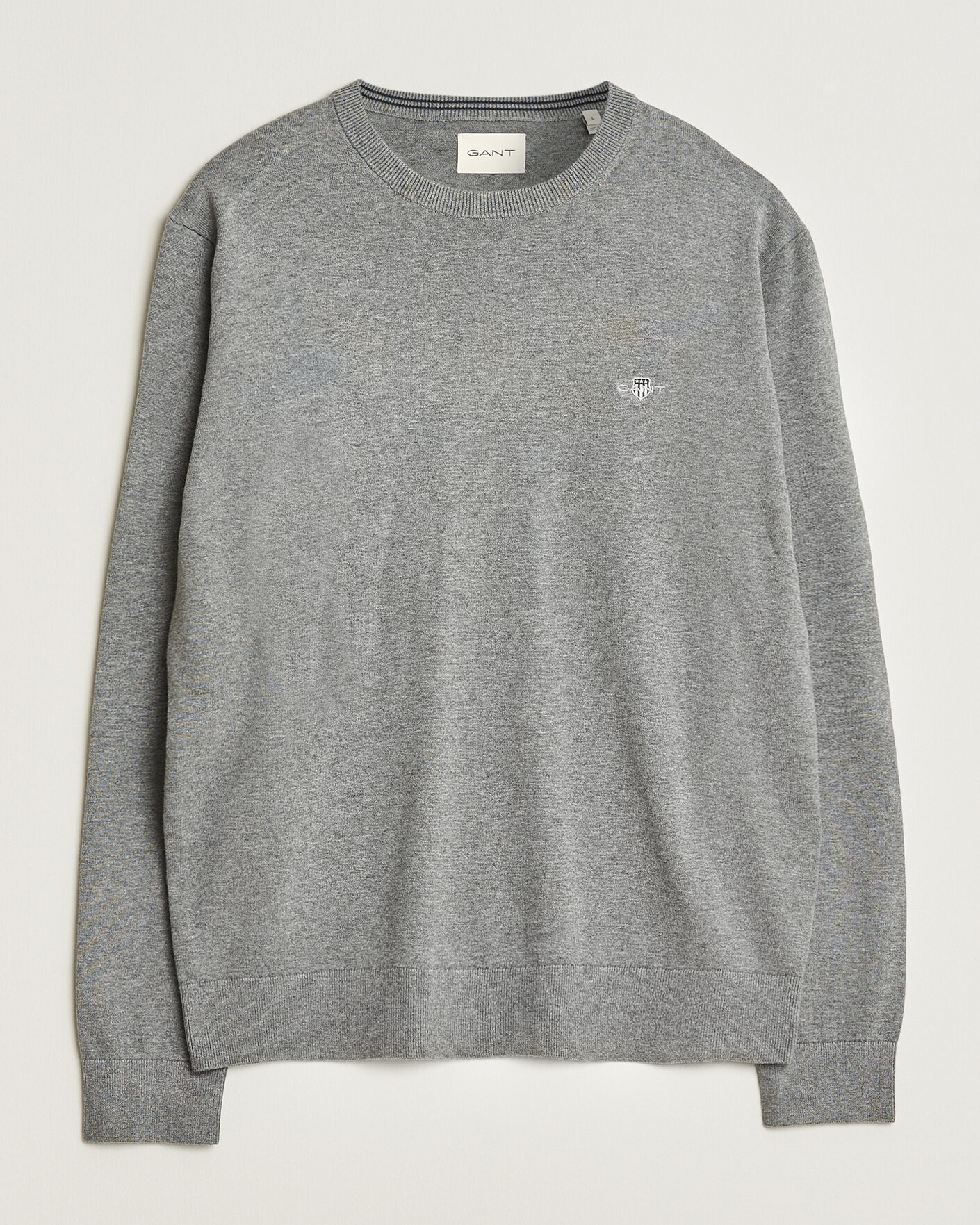 Mies | Puserot | Gant | Classic Cotton Crew Neck Dark Grey Melange
