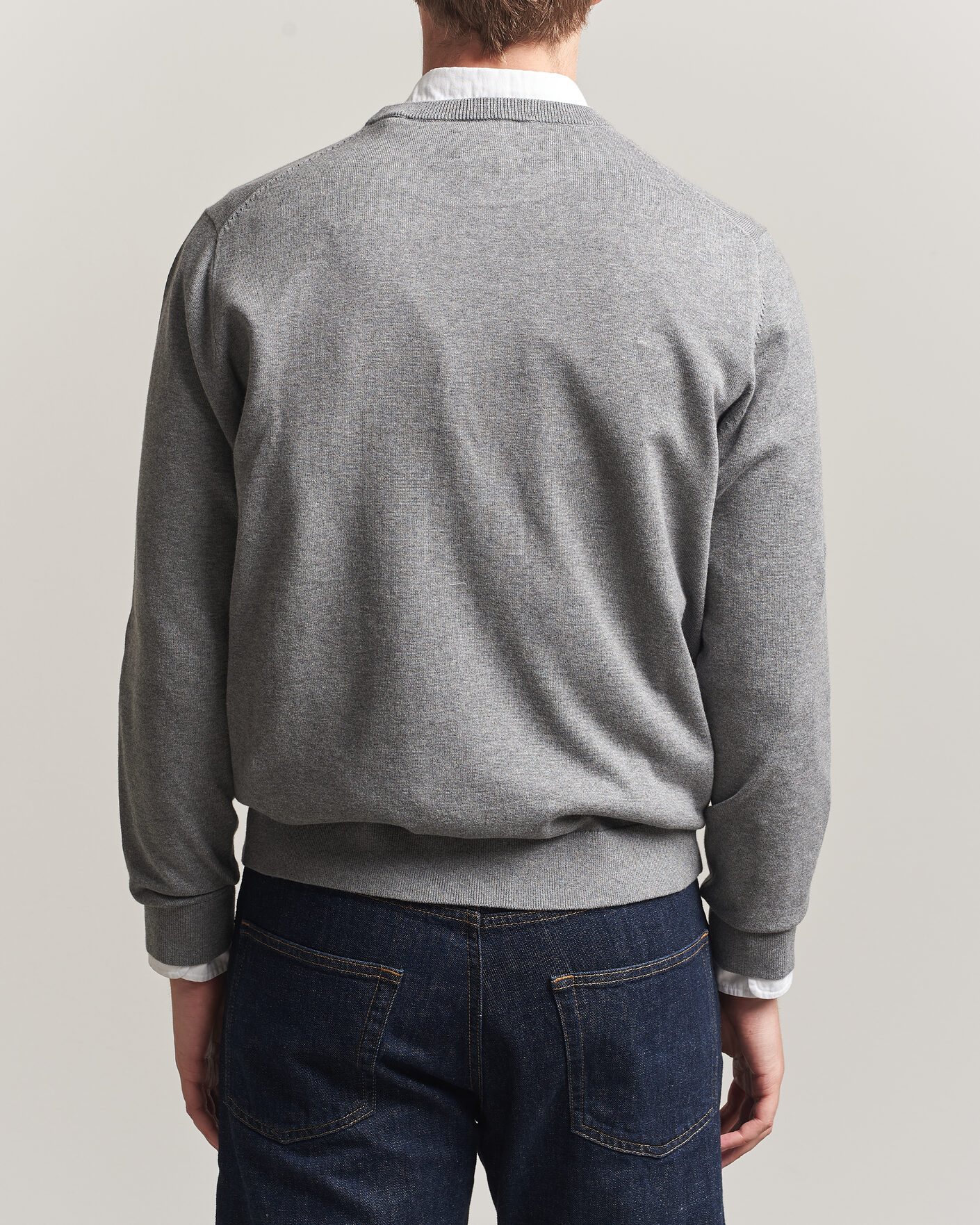Mies | Puserot | Gant | Classic Cotton Crew Neck Dark Grey Melange