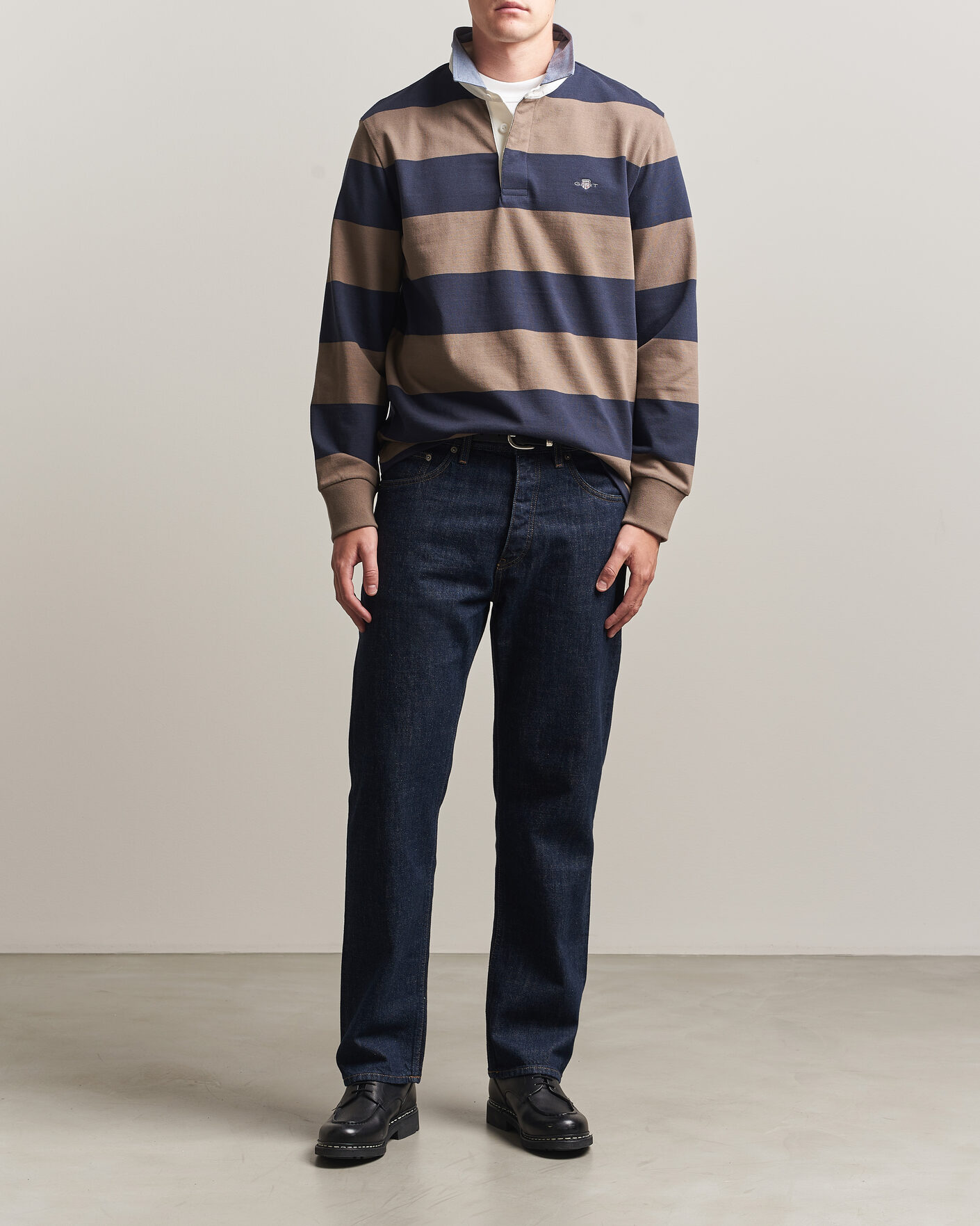 Mies | Puserot | Gant | Chambray Barstriped Rugger Faded Taupe