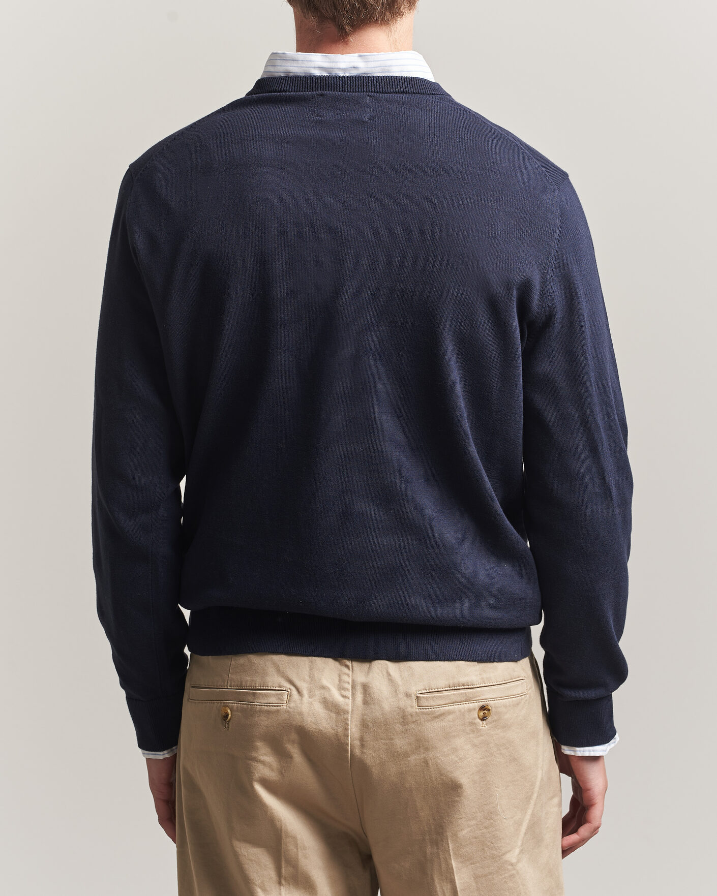 Mies | Puserot | Gant | Classic Cotton V-Neck Evening Blue