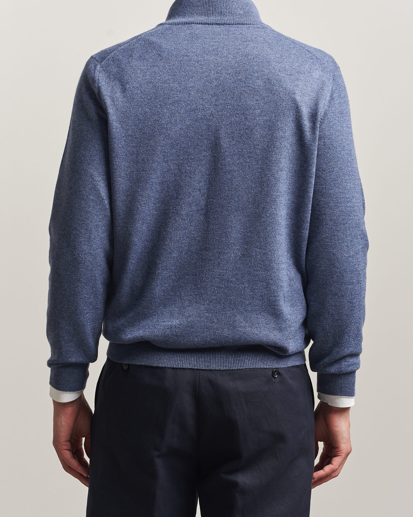 Mies | Puserot | Brunello Cucinelli | 2 Ply Cashmere Half Zip Denim Blue