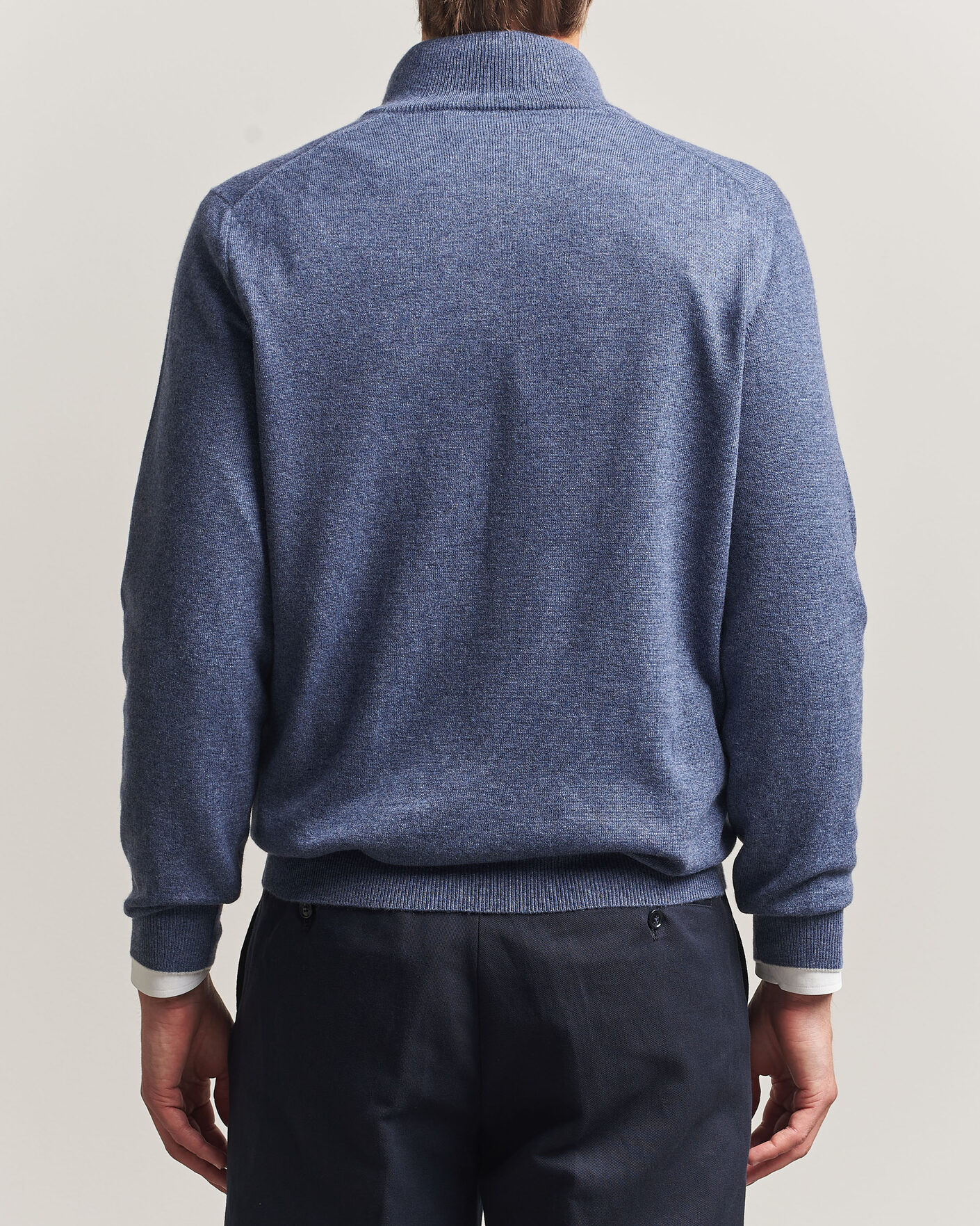 Mies | Puserot | Brunello Cucinelli | 2 Ply Cashmere Half Zip Denim Blue