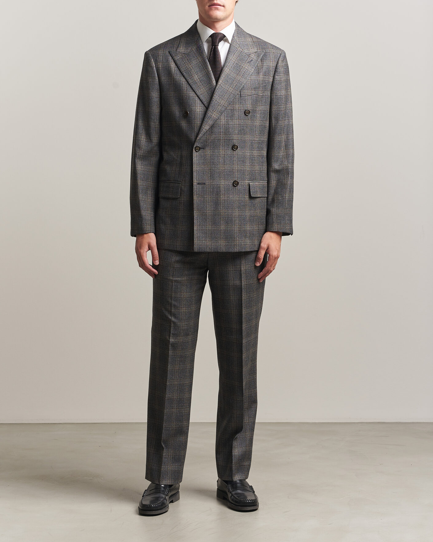 Mies | Housut | Gant | Wool Glencheck Suit Trousers Ceramic Grey