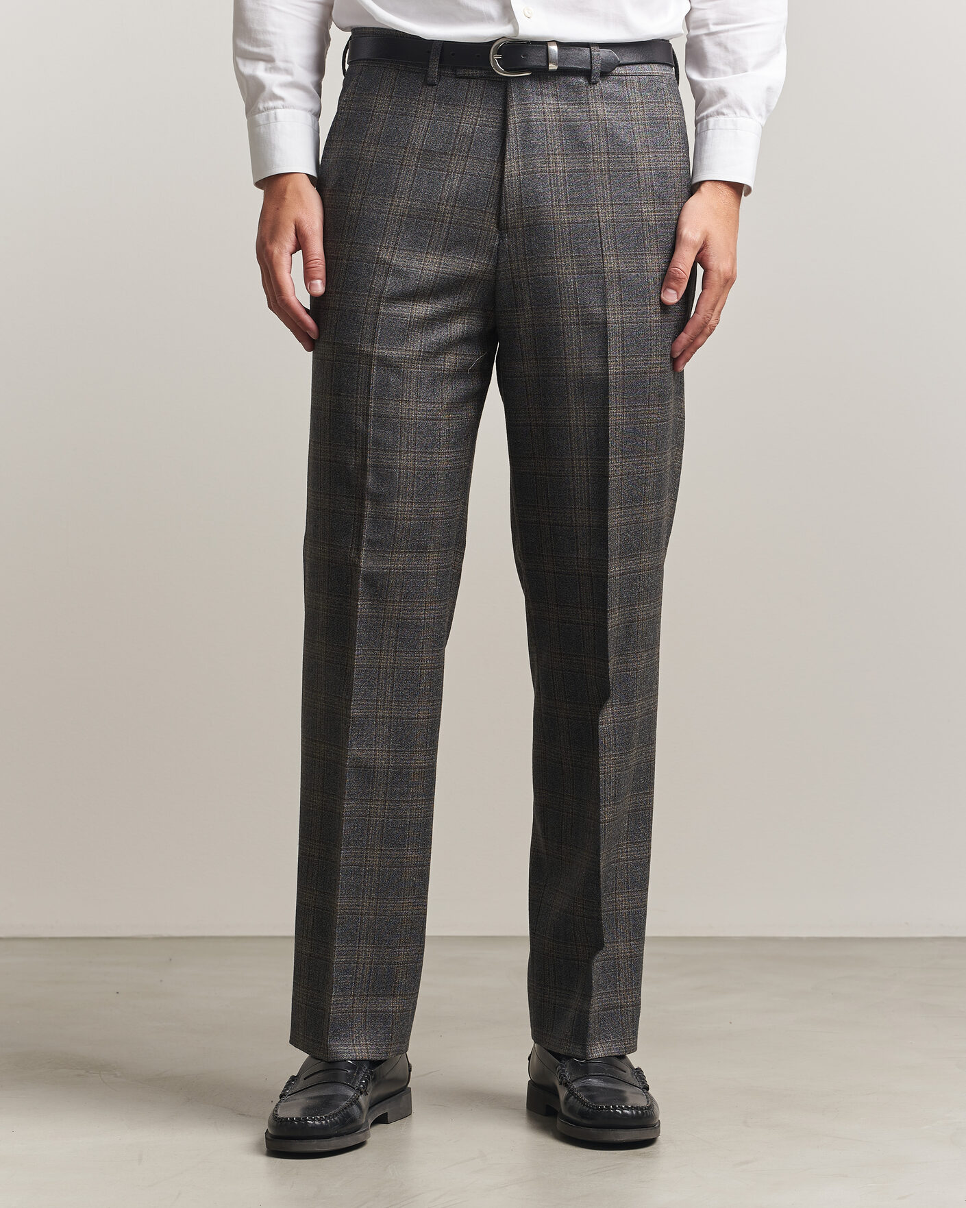 Mies | Housut | Gant | Wool Glencheck Suit Trousers Ceramic Grey