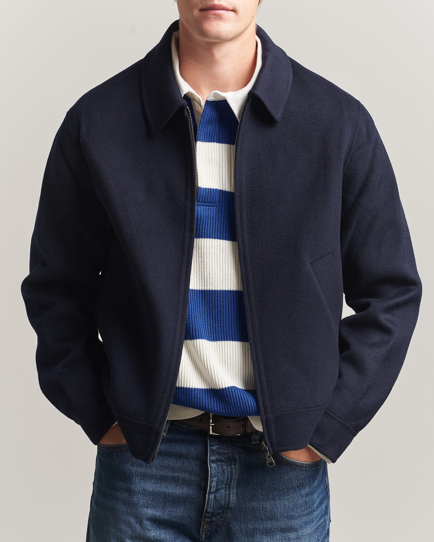Mies | Takit | Gant | Handstitched Wool/Cashmere Jacket Evening Blue