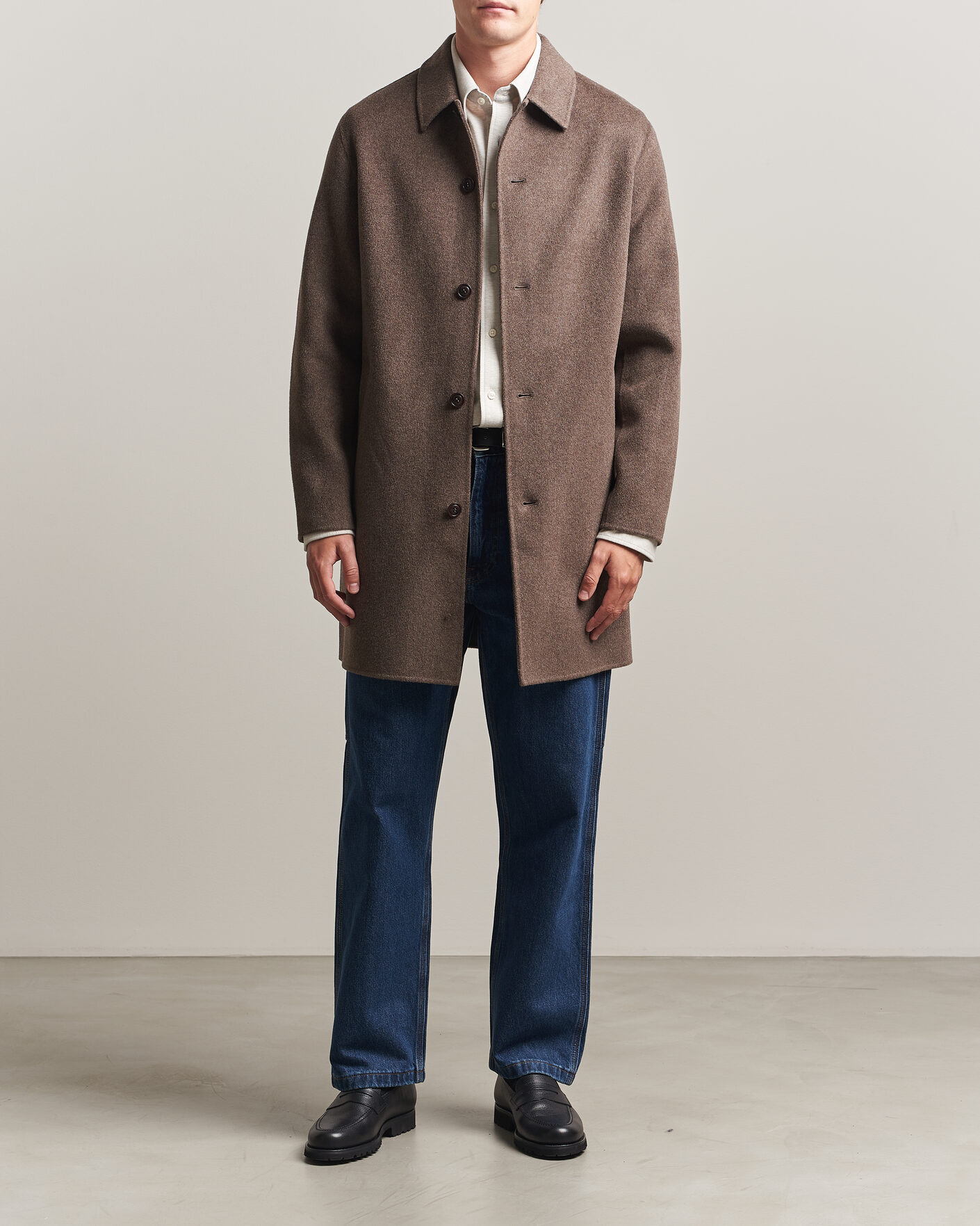 Mies | Takit | Gant | Handstitched Wool/Cashmere Top Coat Shadow Brown