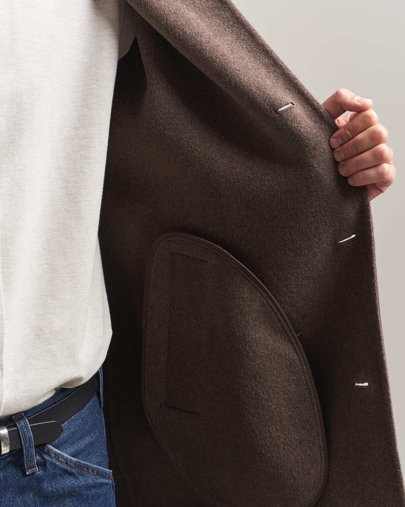 Mies | Takit | Gant | Handstitched Wool/Cashmere Top Coat Shadow Brown