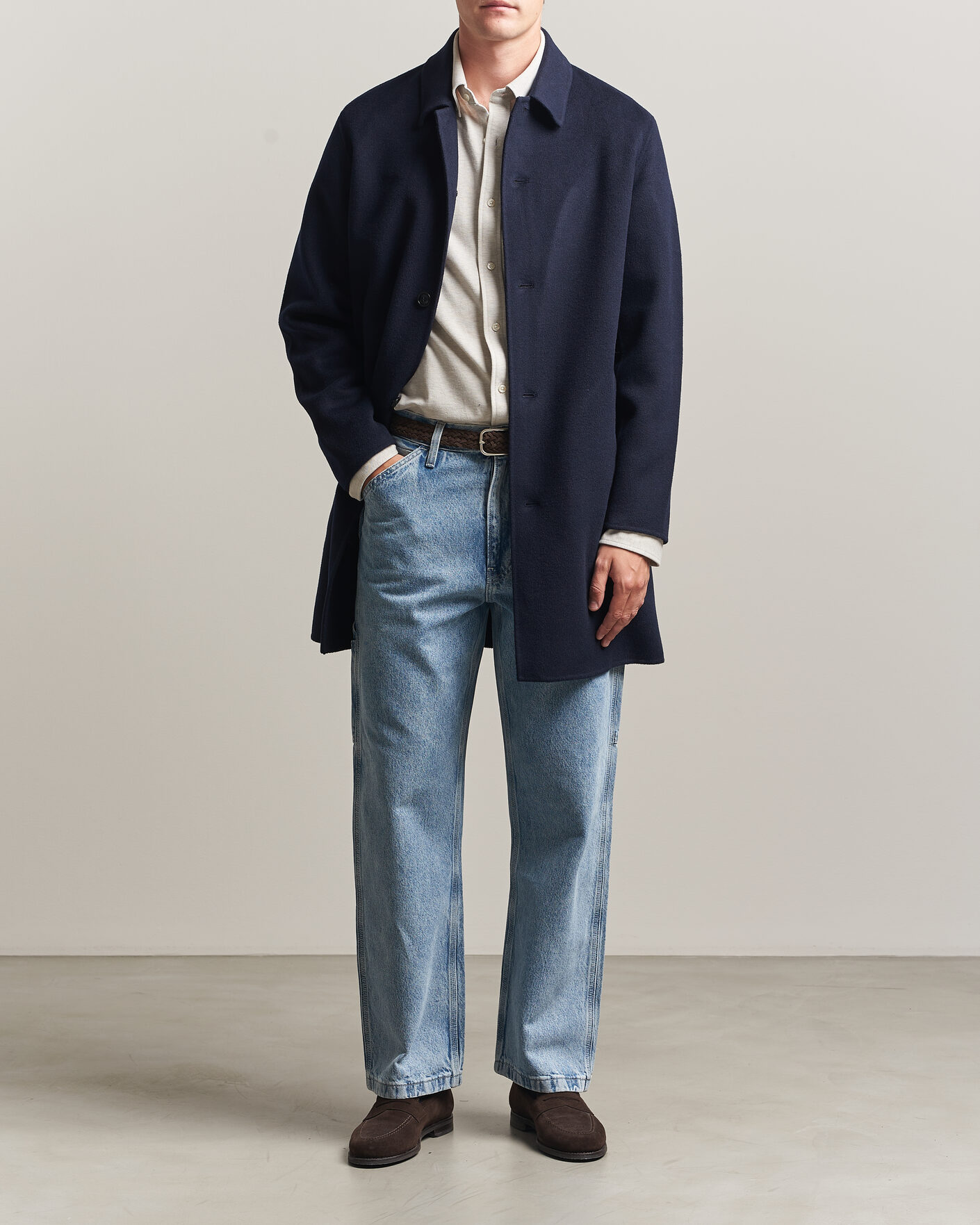 Mies | Takit | Gant | Handstitched Wool/Cashmere Top Coat Evening Blue