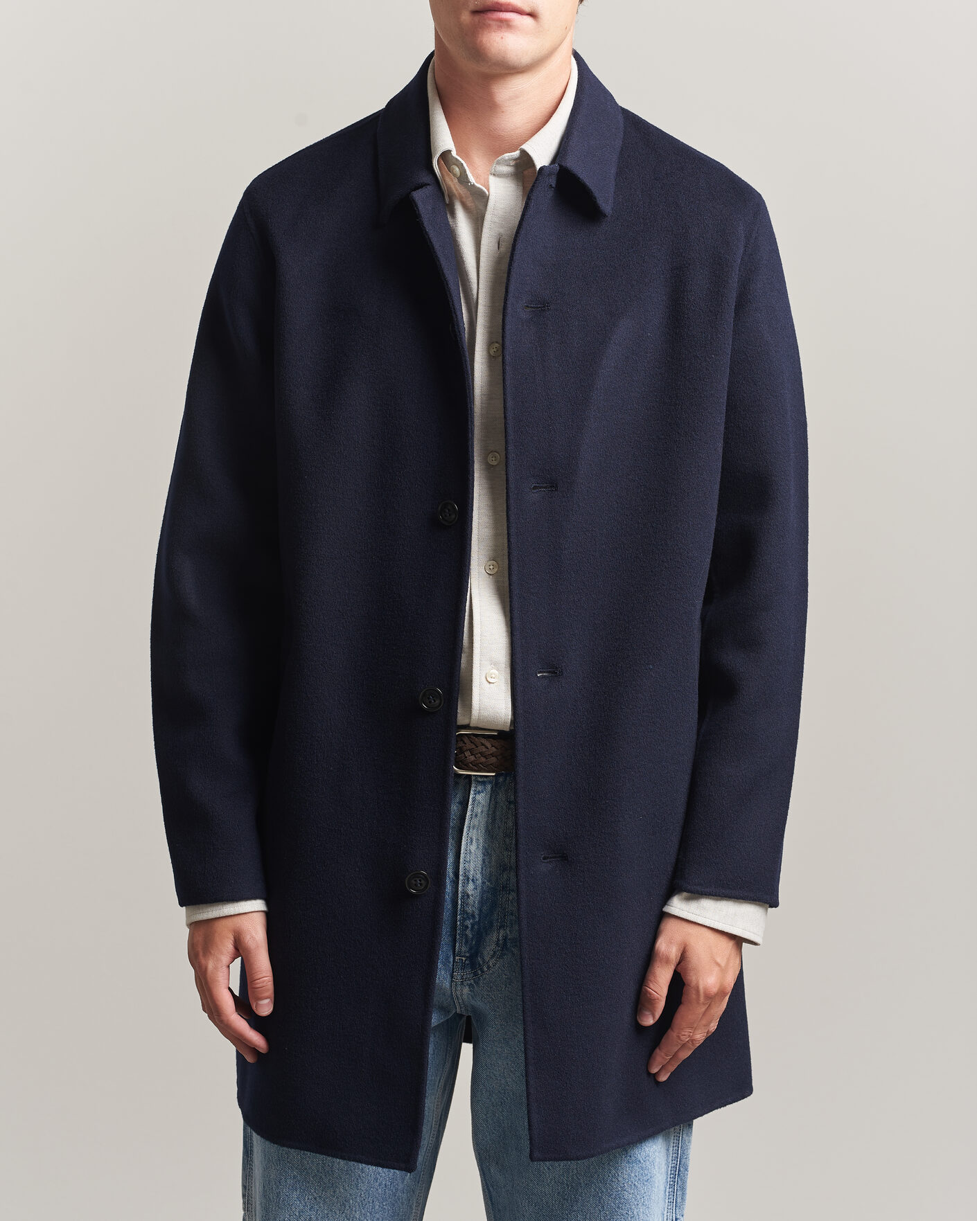 Mies | Takit | Gant | Handstitched Wool/Cashmere Top Coat Evening Blue