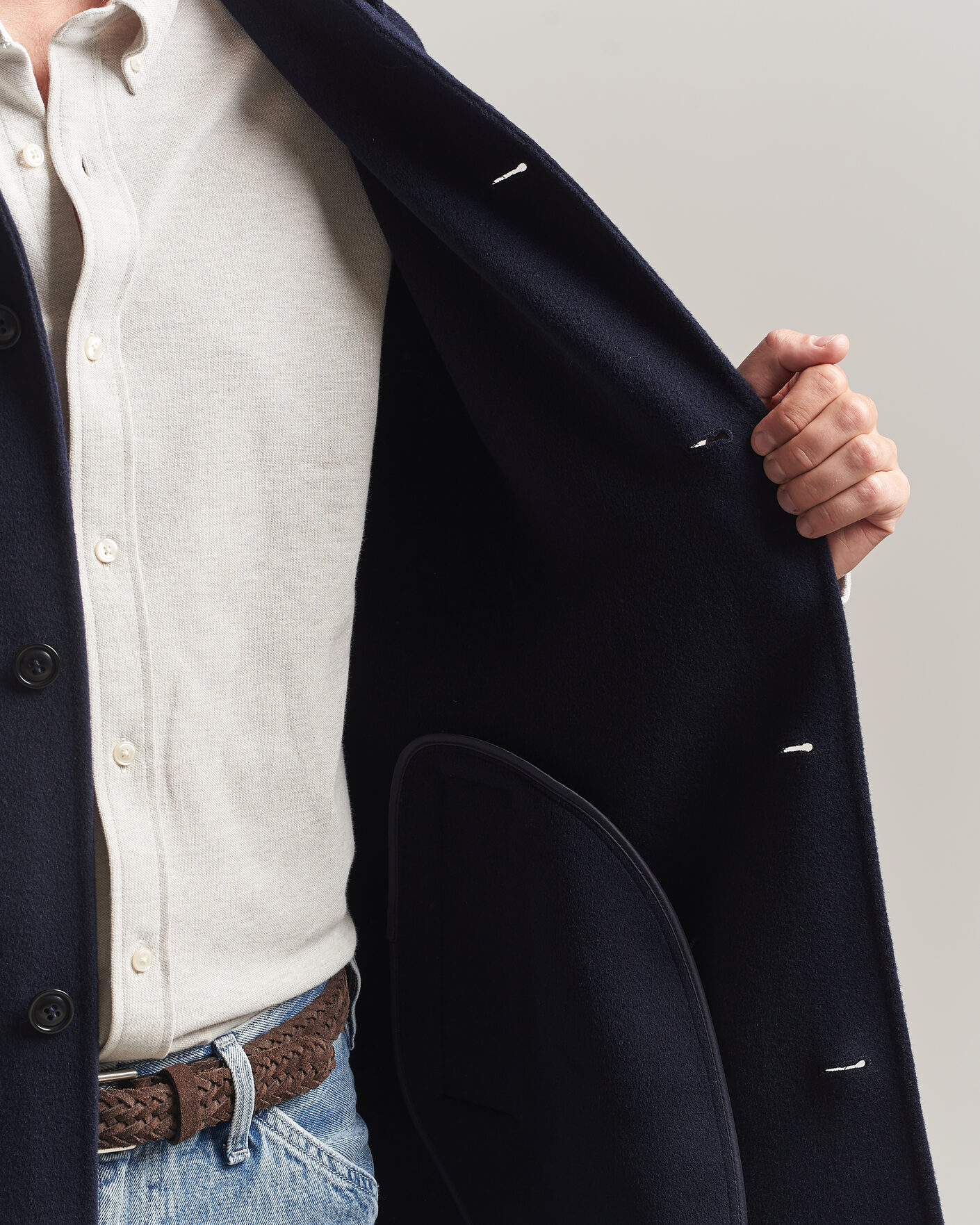 Mies | Takit | Gant | Handstitched Wool/Cashmere Top Coat Evening Blue