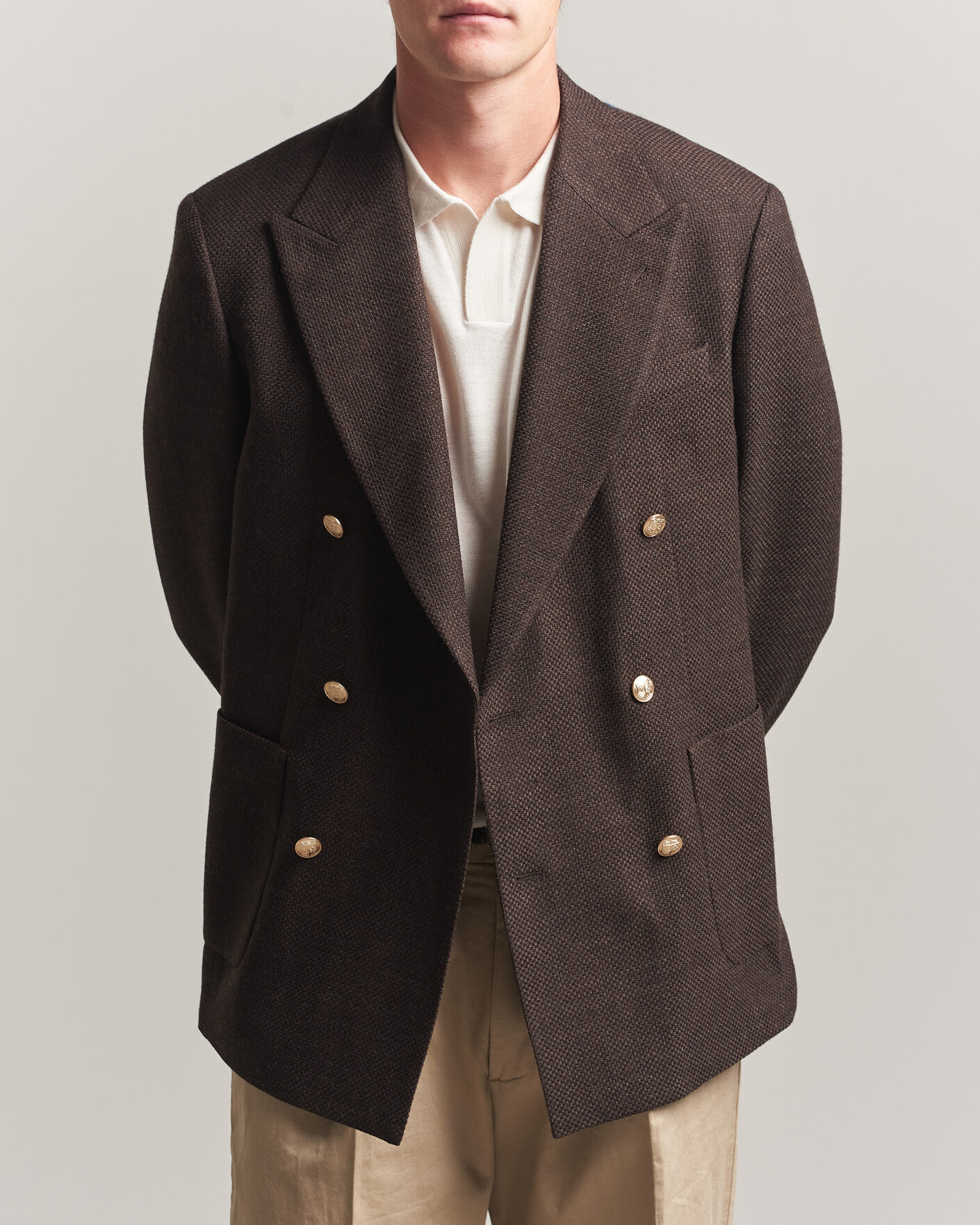 Mies | Pikkutakit | Gant | Wool Textured Double Breasted Blazer Black Brown