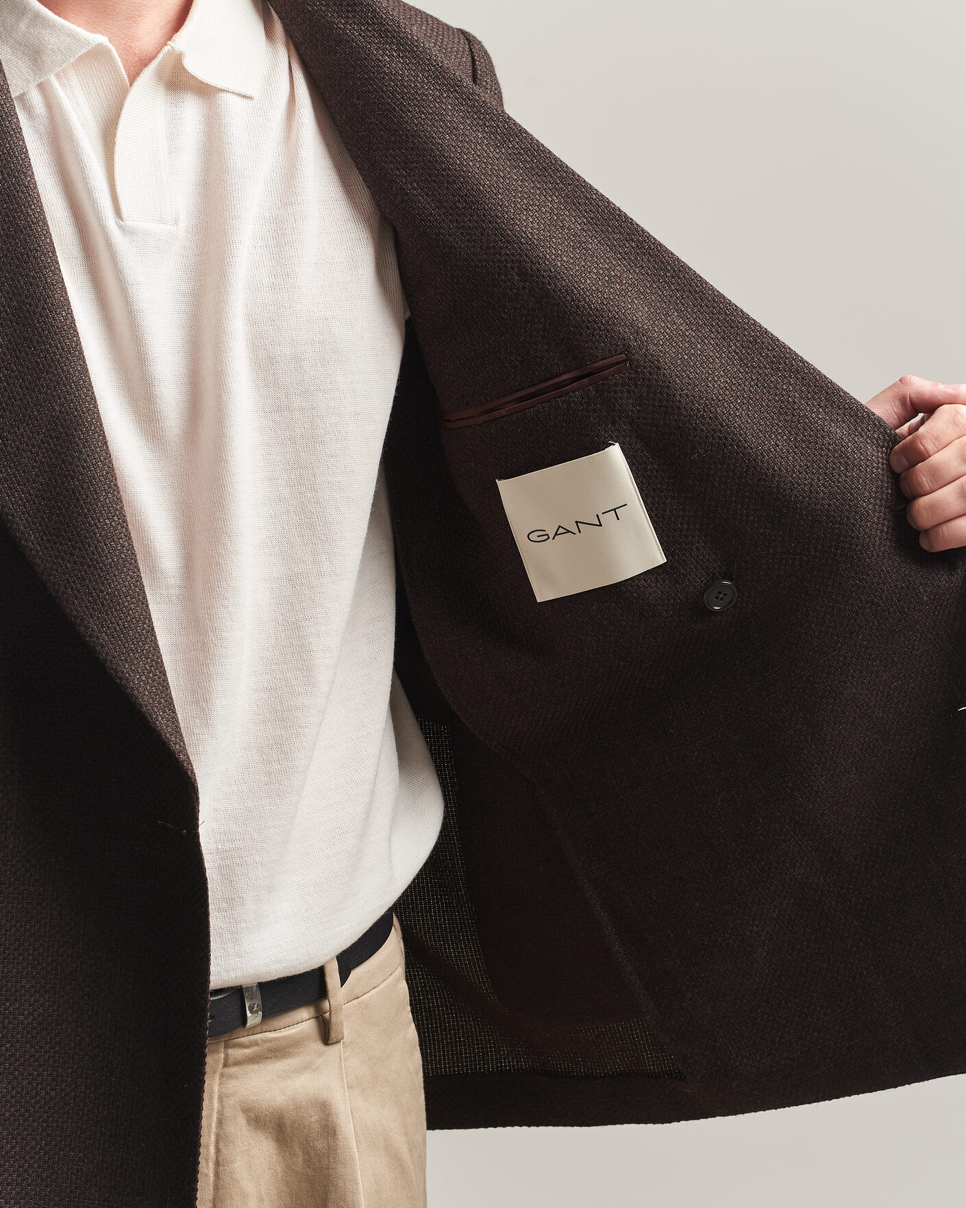 Mies | Pikkutakit | Gant | Wool Textured Double Breasted Blazer Black Brown