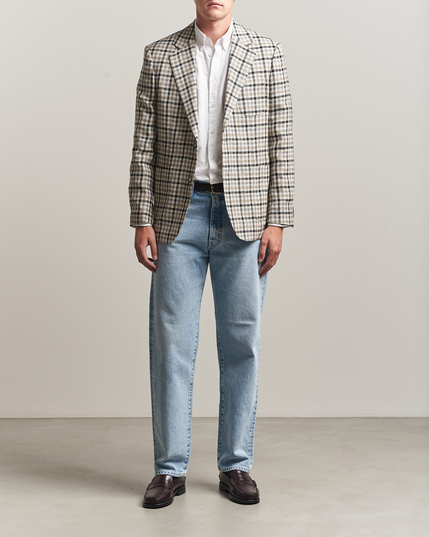 Mies | Pikkutakit | Gant | Wool/Linen Checked Blazer Cream