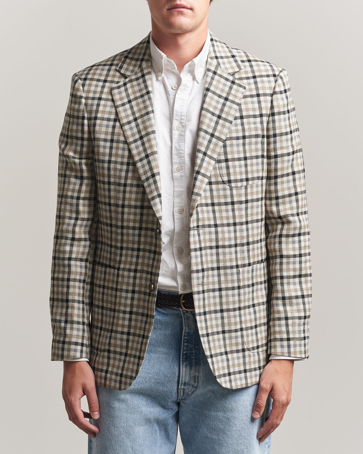 Mies | Pikkutakit | Gant | Wool/Linen Checked Blazer Cream