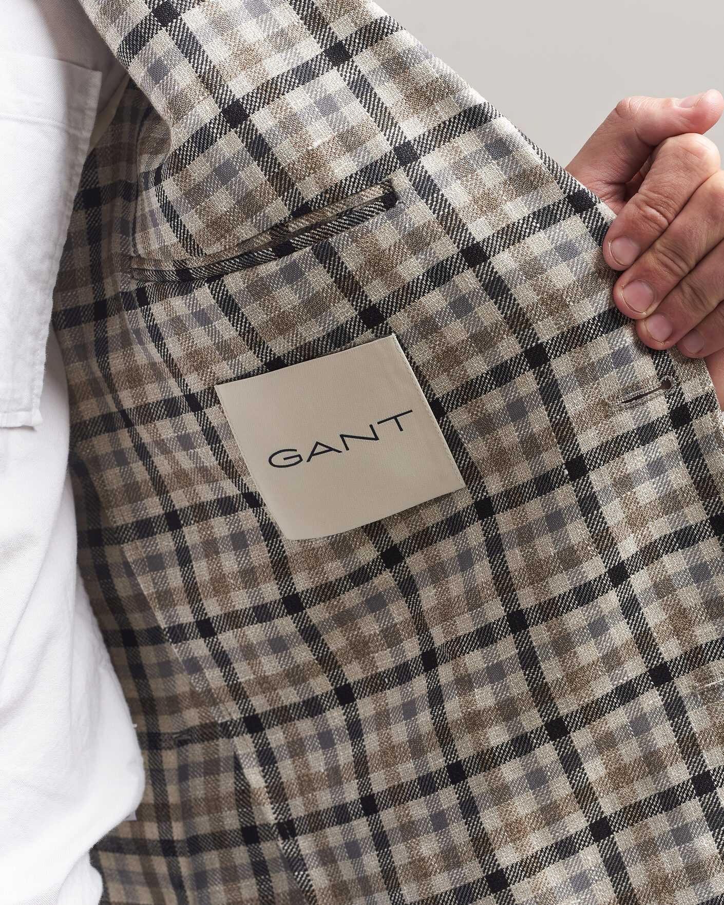 Mies | Pikkutakit | Gant | Wool/Linen Checked Blazer Cream