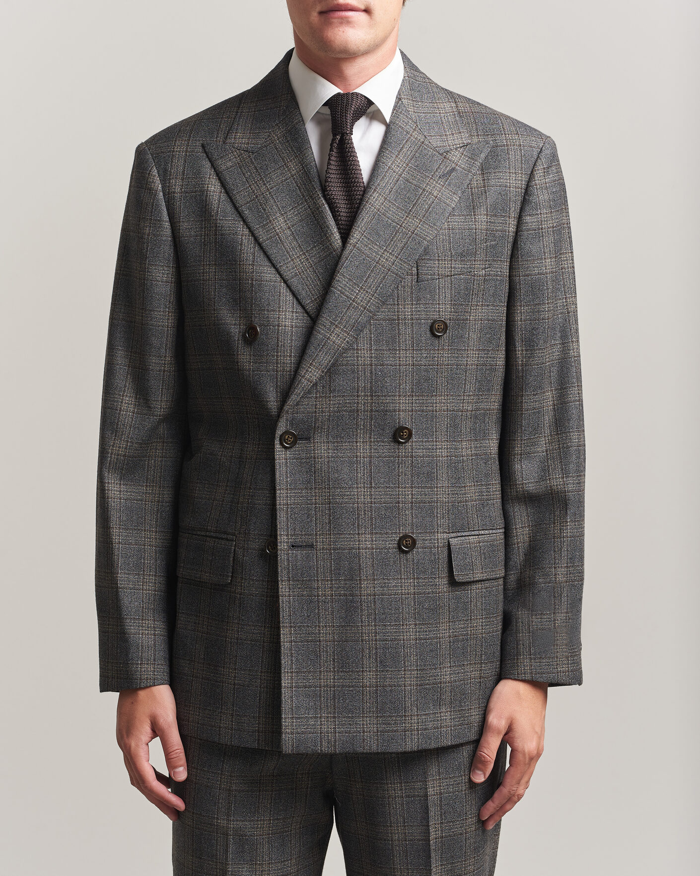 Mies | Pikkutakit | Gant | Wool Glencheck Double Breasted Blazer Ceramic Grey