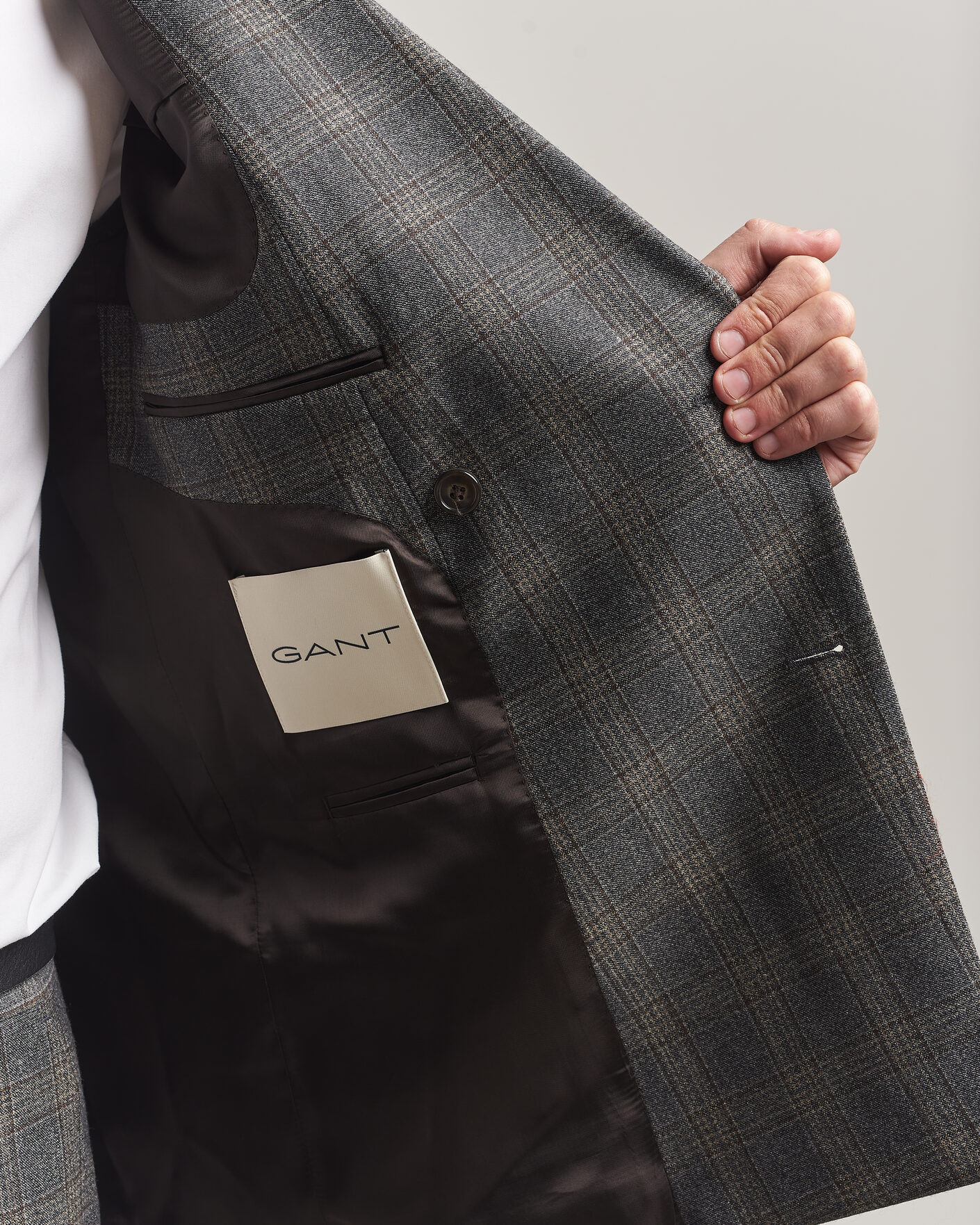 Mies | Pikkutakit | Gant | Wool Glencheck Double Breasted Blazer Ceramic Grey