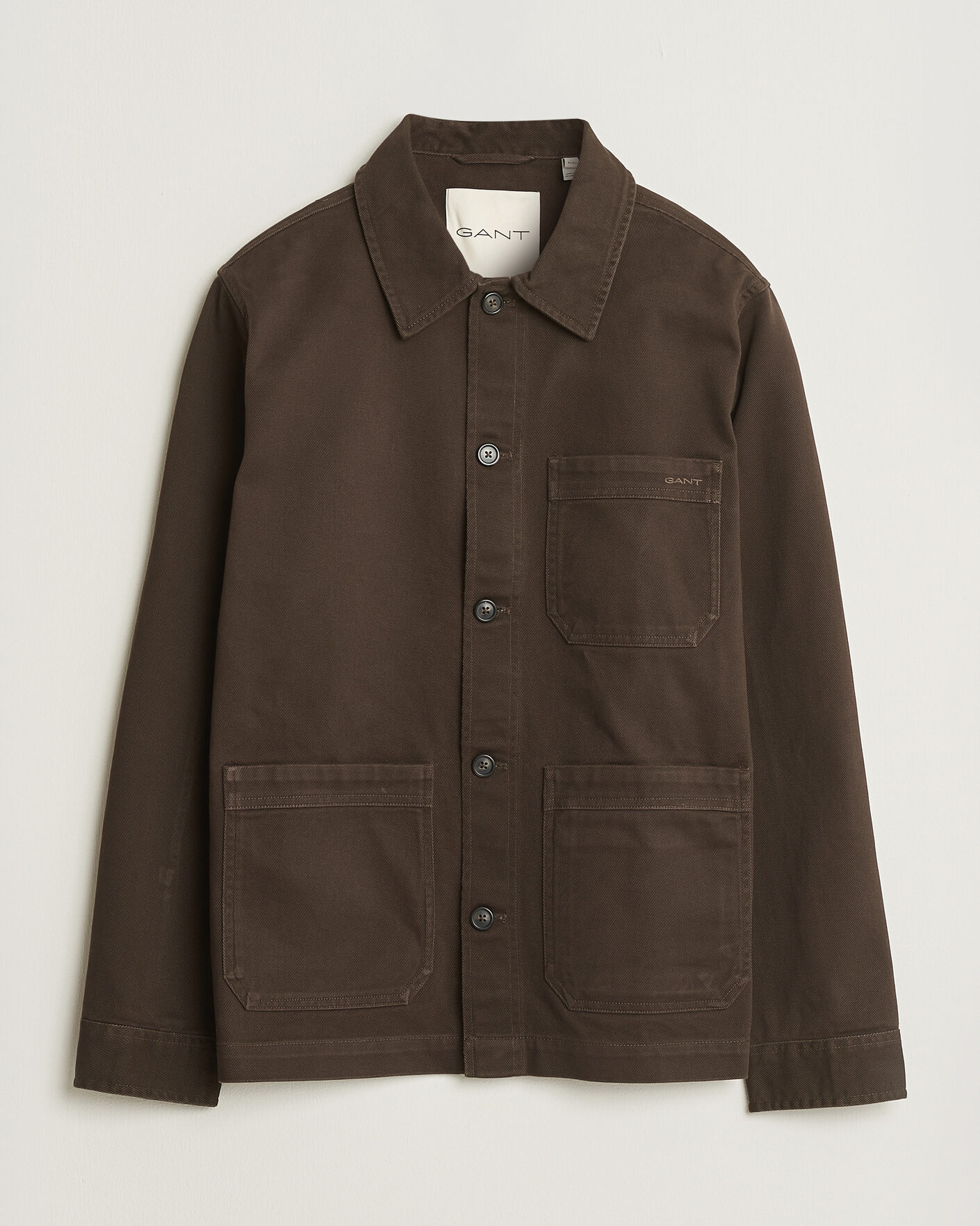 Mies | Kauluspaidat | Gant | Regular Fit Brushed Twill Overshirt Black Brown
