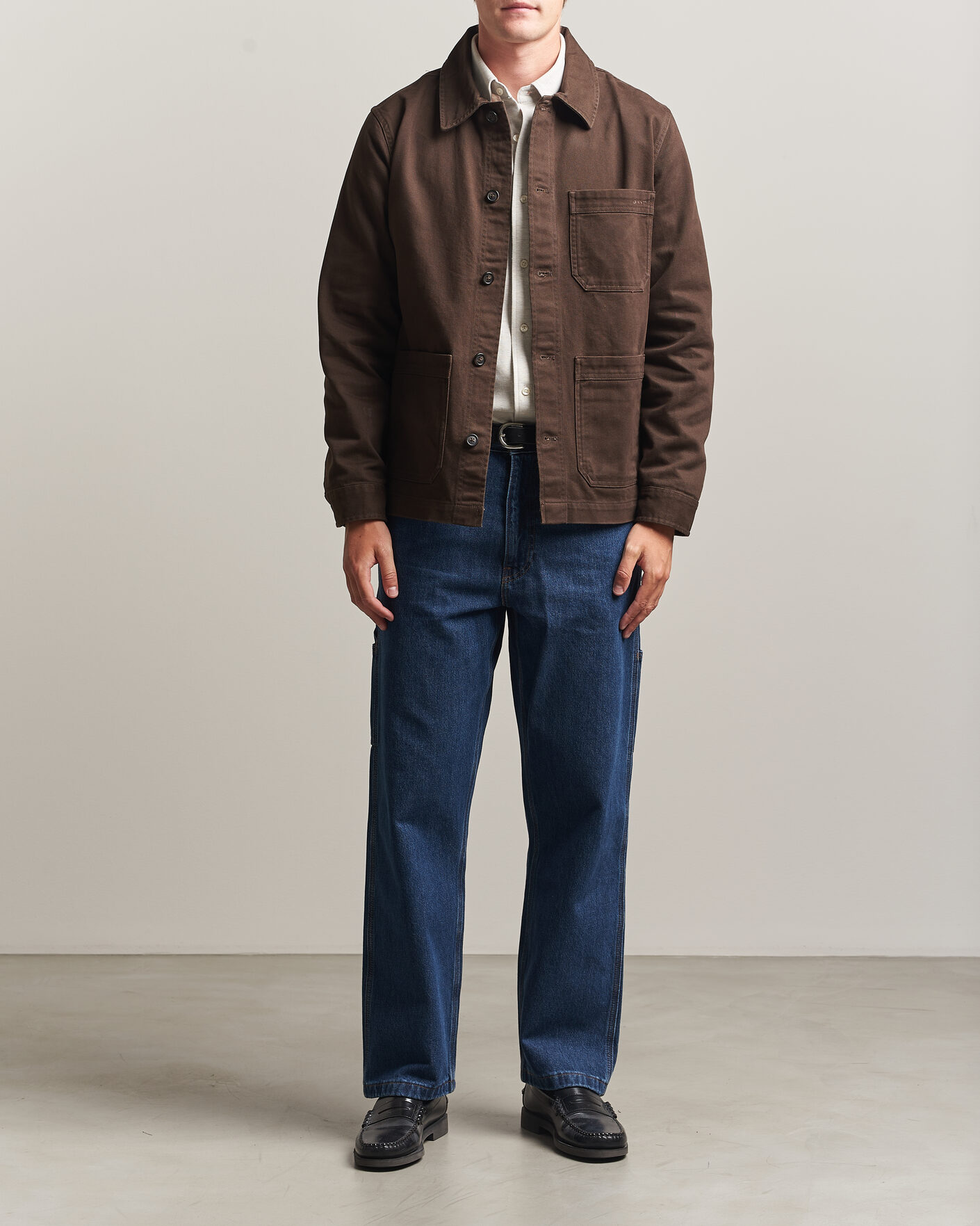 Mies | Kauluspaidat | Gant | Regular Fit Brushed Twill Overshirt Black Brown
