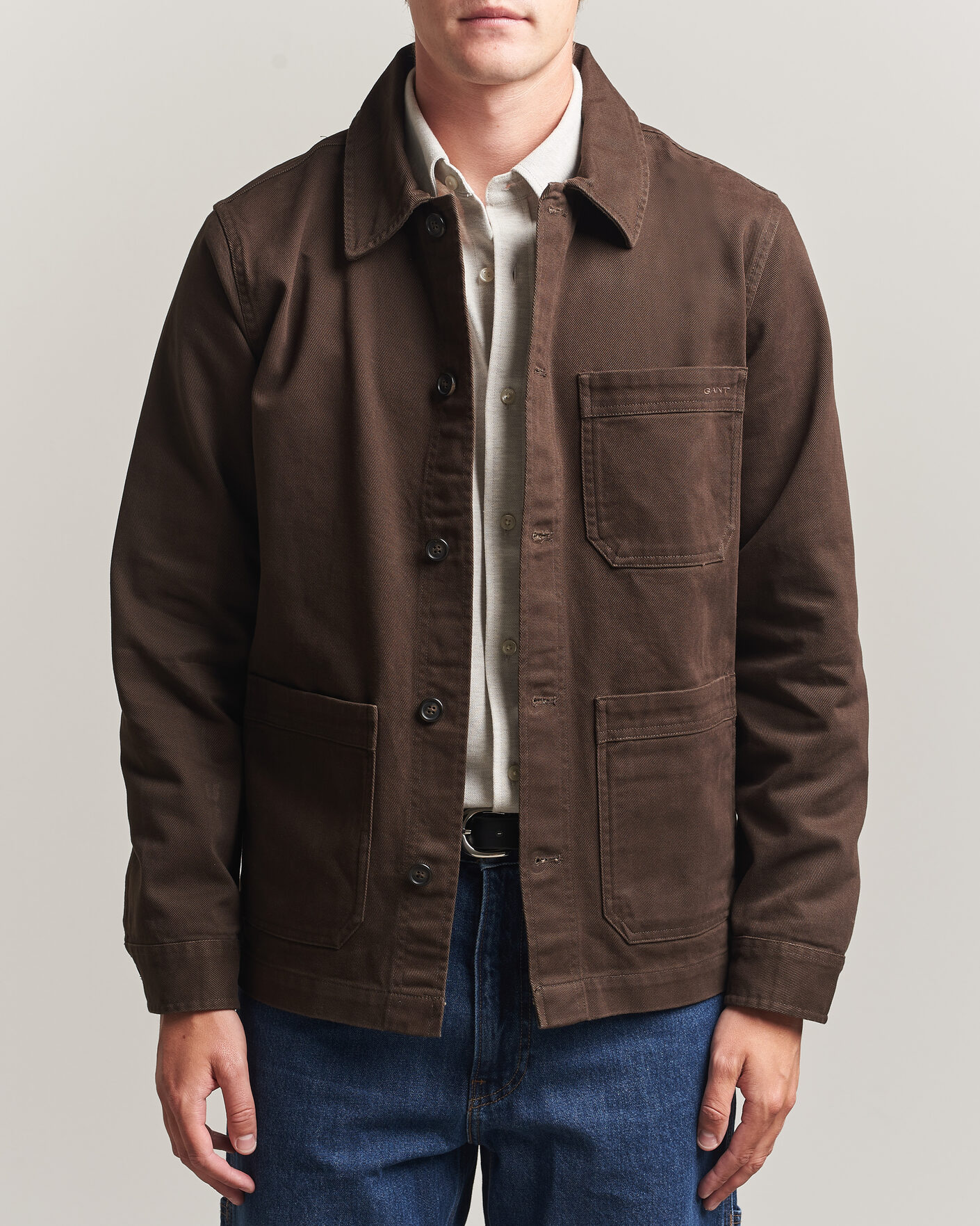 Mies | Kauluspaidat | Gant | Regular Fit Brushed Twill Overshirt Black Brown