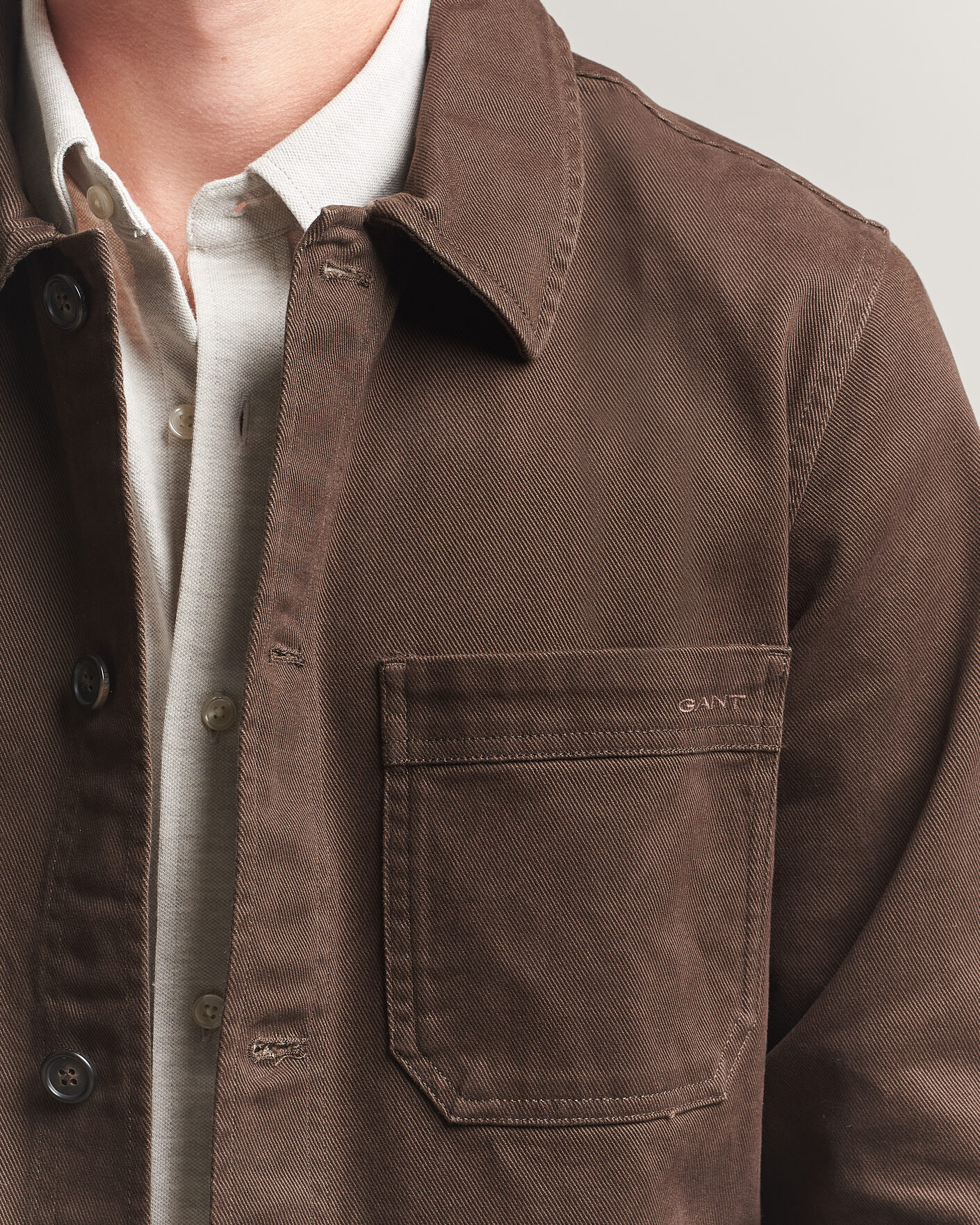 Mies | Kauluspaidat | Gant | Regular Fit Brushed Twill Overshirt Black Brown
