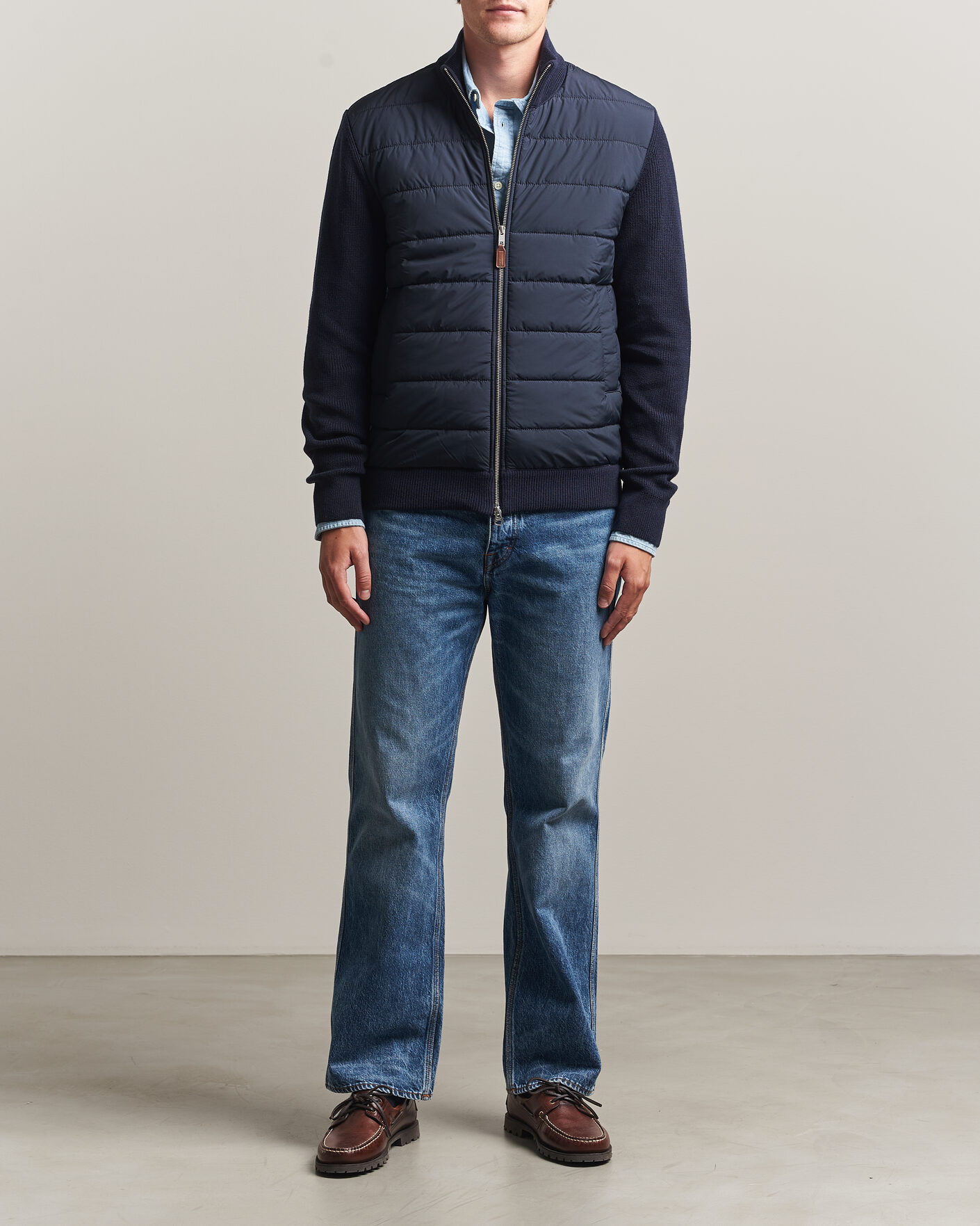 Mies | Puserot | Gant | Hybrid Full Zip Evening Blue