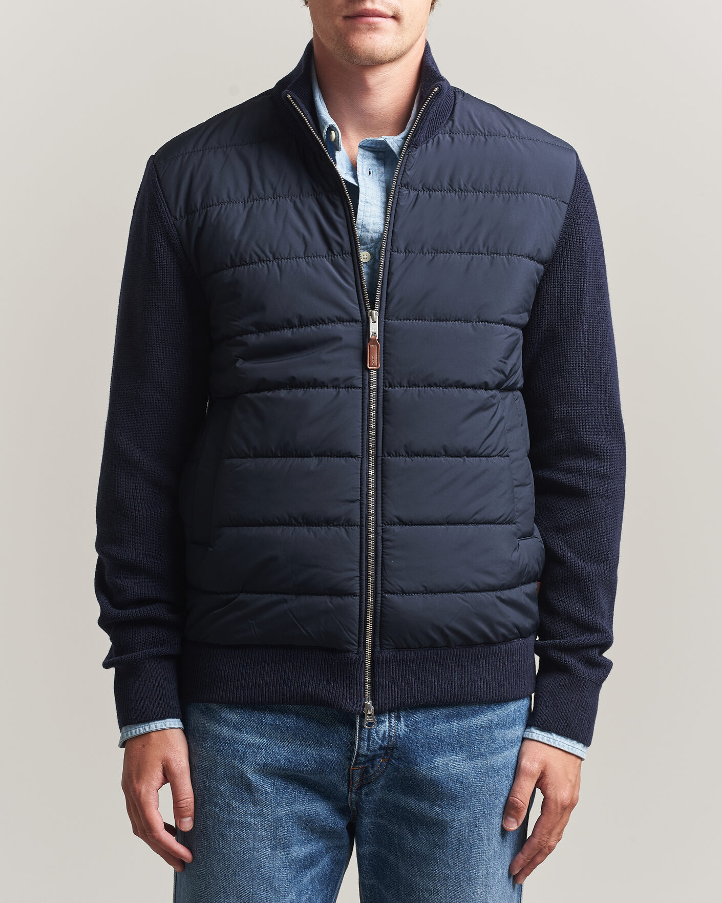 Mies | Puserot | Gant | Hybrid Full Zip Evening Blue