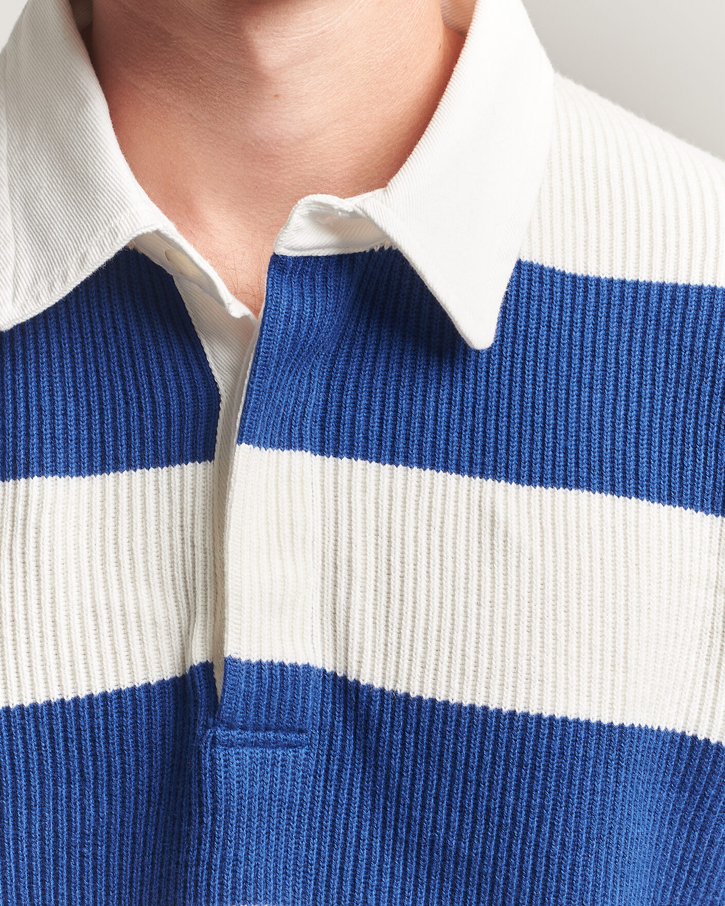 Mies | Puserot | Gant | Cotton/Merino Knitted Striped Rugger Cream