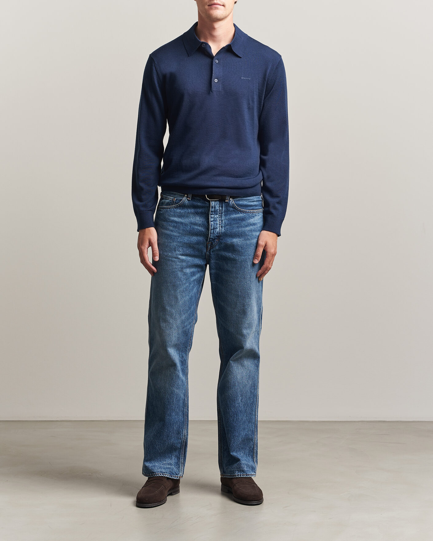 Mies | Puserot | Gant | Extrafine Merino Knitted Polo Marine