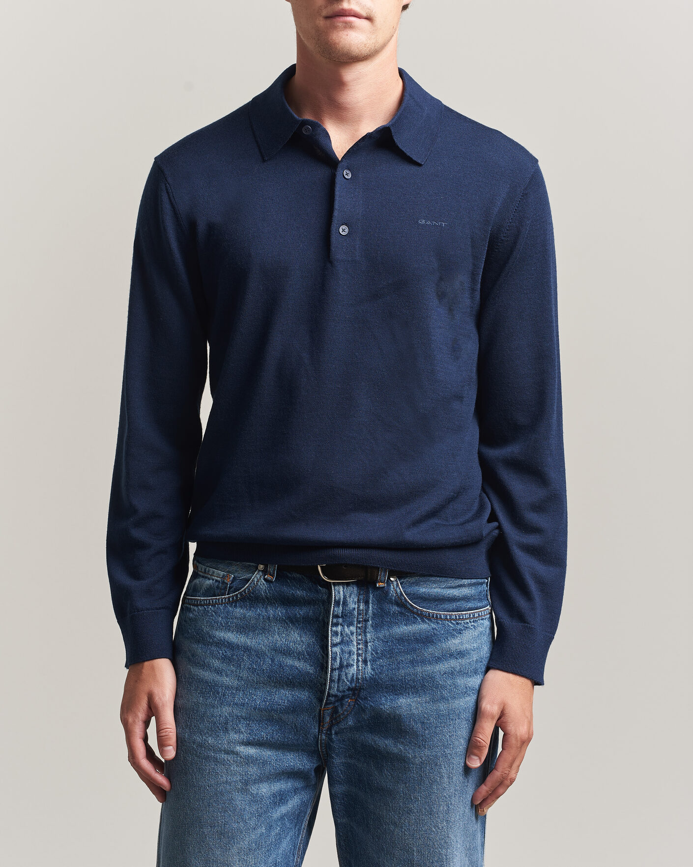Mies | Puserot | Gant | Extrafine Merino Knitted Polo Marine