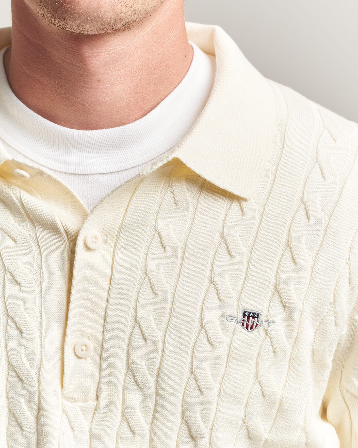 Mies | Puserot | Gant | Cotton Cable Polo Cream