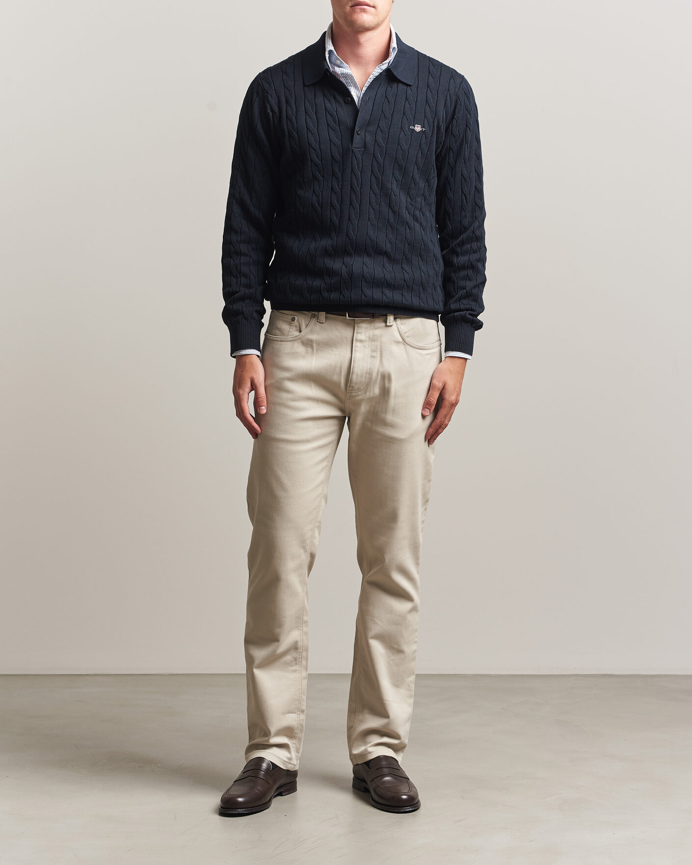 Mies | Puserot | Gant | Cotton Cable Polo Evening Blue