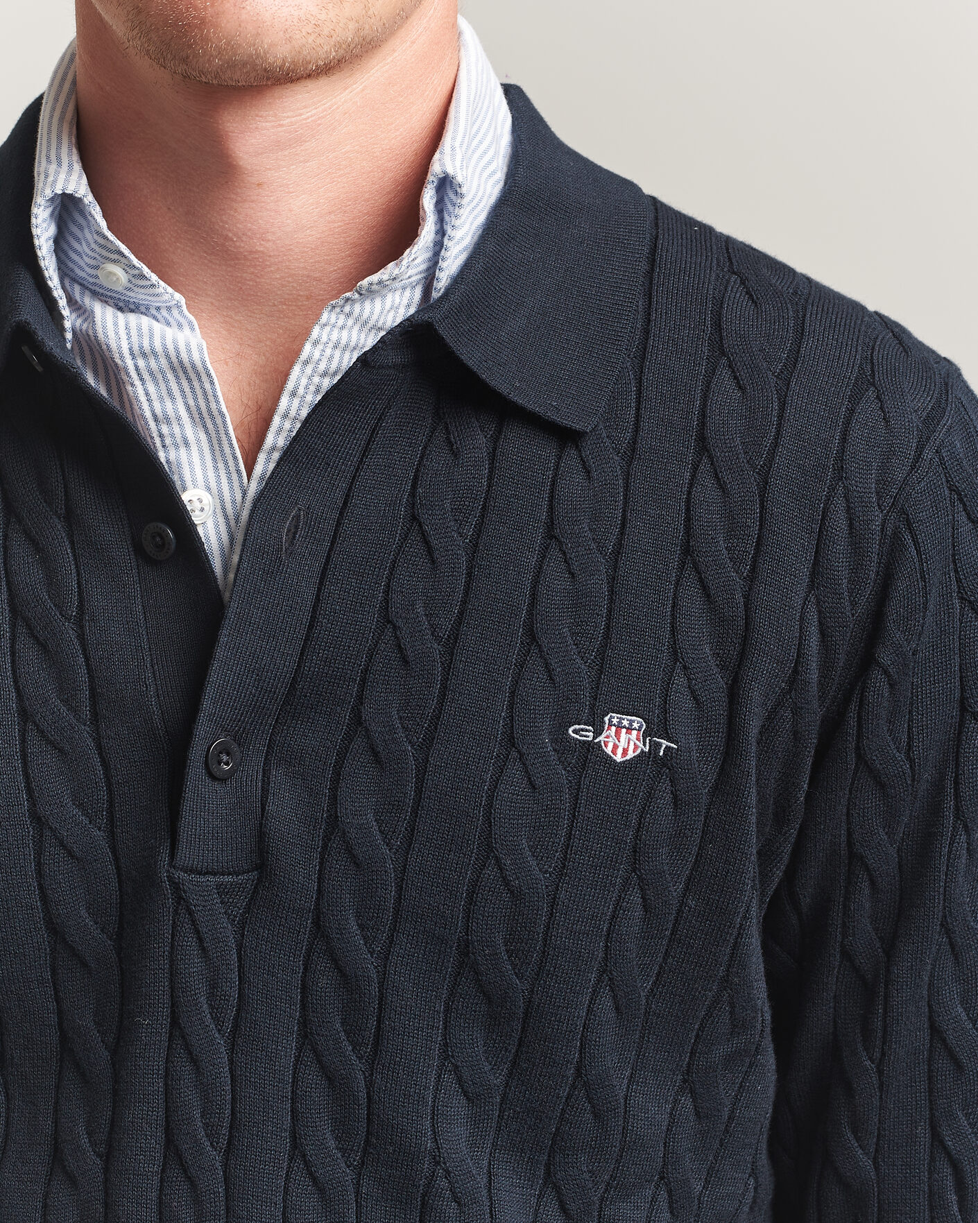Mies | Puserot | Gant | Cotton Cable Polo Evening Blue