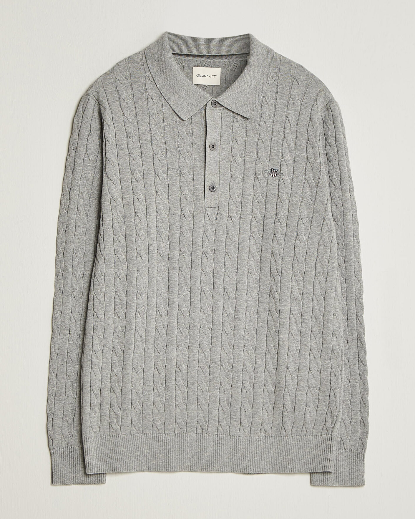 Mies | Puserot | Gant | Cotton Cable Polo Grey Melange