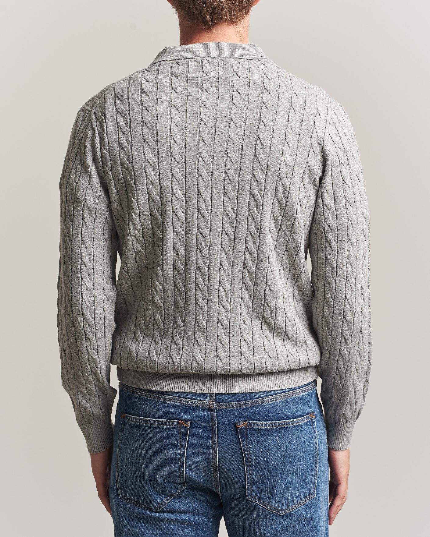 Mies | Puserot | Gant | Cotton Cable Polo Grey Melange