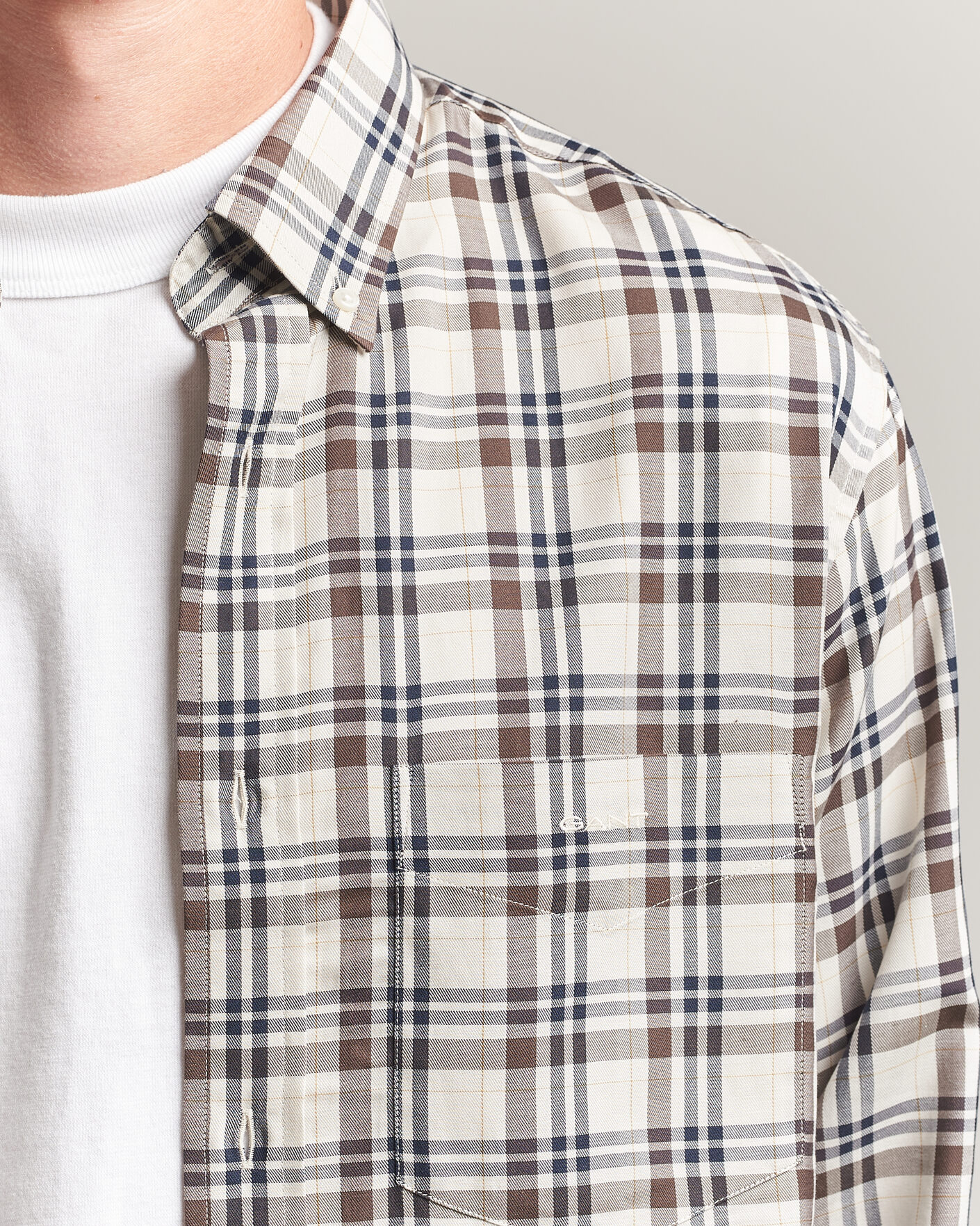 Mies | Kauluspaidat | Gant | Regular Fit Twill Checked Shirt Sand
