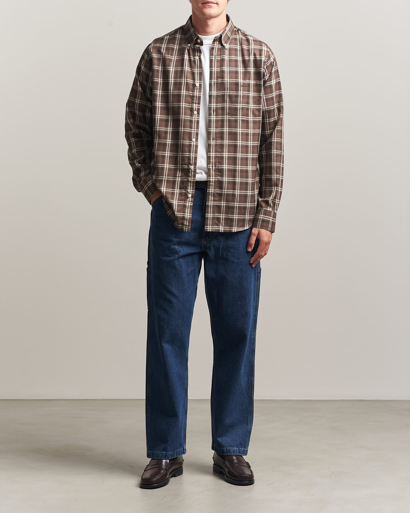 Mies | Kauluspaidat | Gant | Regular Fit Twill Checked Shirt Faded Taupe